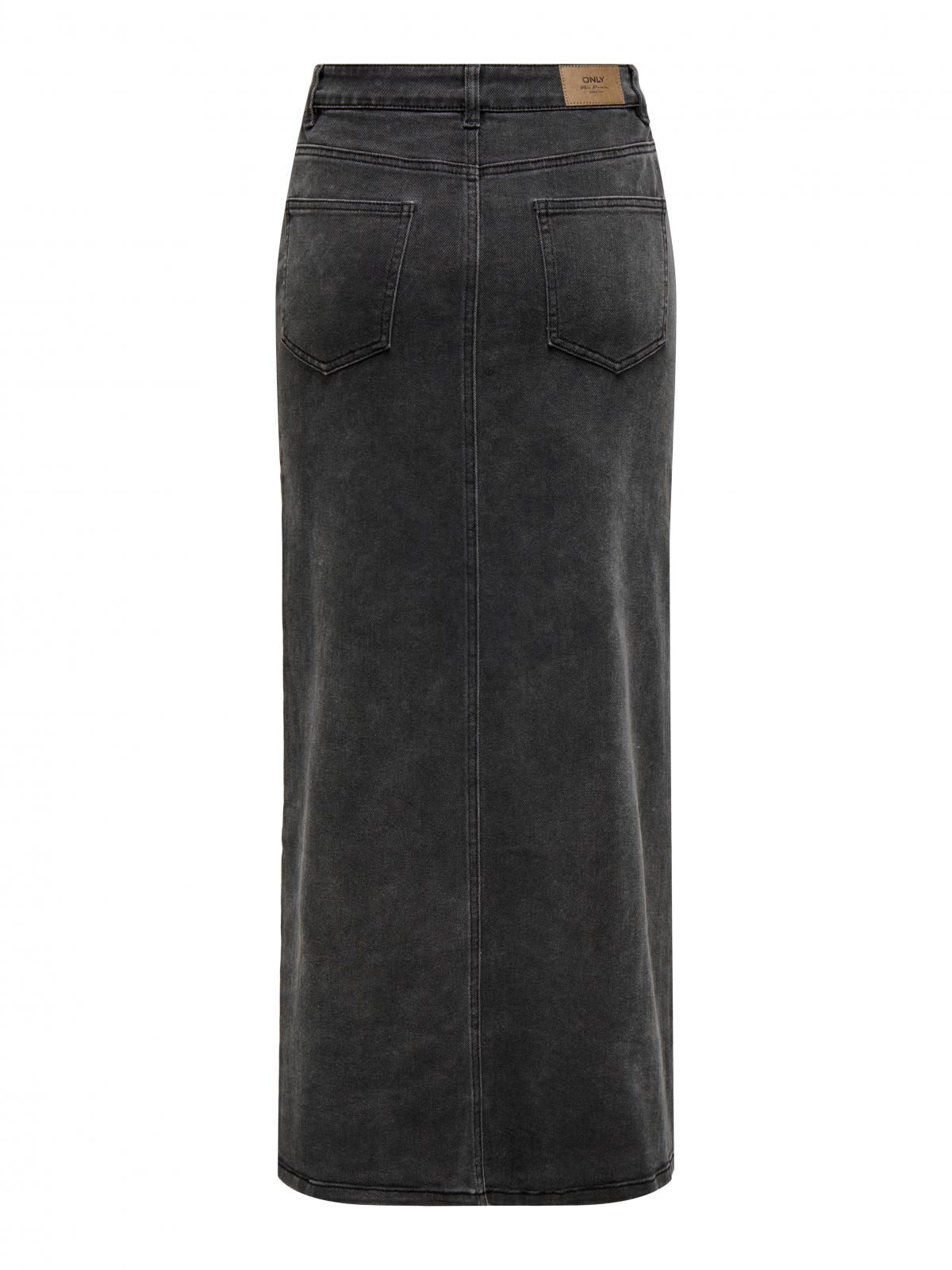 온리 테크니컬 데님 롱스커트 버튼업 15325358_8183 BLACK / WASHED BLACK - 상세 이미지 4
