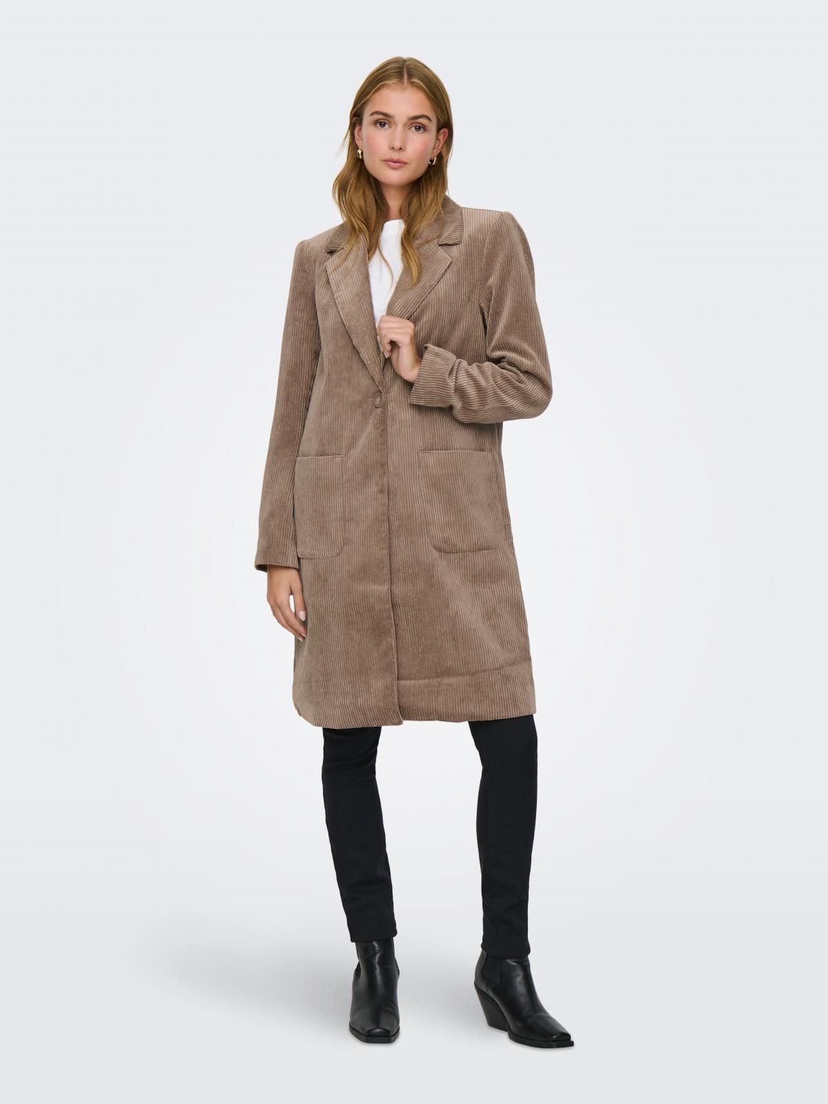 온리 테크니컬 울블렌드 롱코트 15307294_185 BROWN / FOSSIL - 상품 이미지
