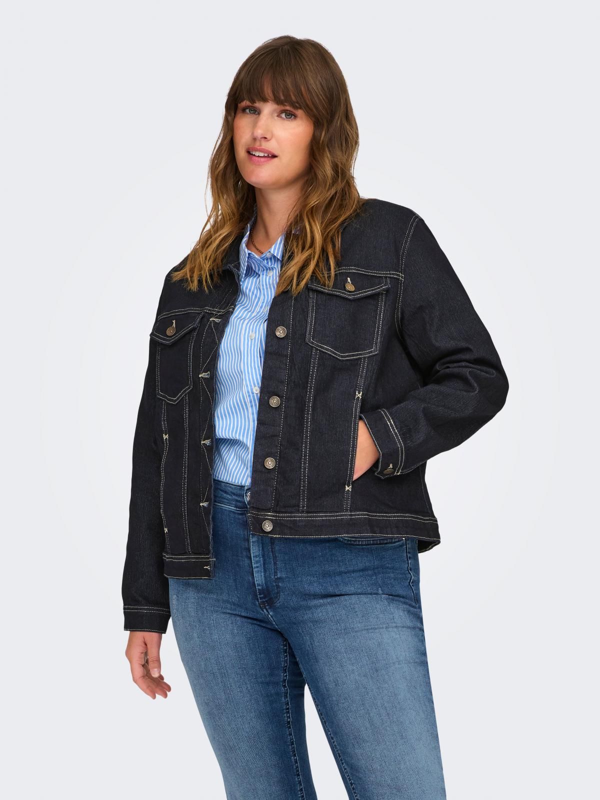 온리 테크니컬 스티치 데님 재킷 15333100_2114 BLUE / DARK BLUE DENIM - 상품 이미지