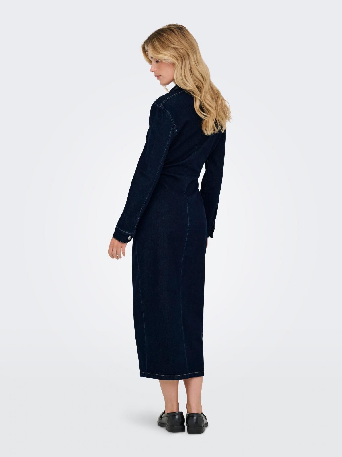 온리 데님 슬림핏 셔츠 롱 원피스 15353746_2114 BLUE / DARK BLUE DENIM - 상세 이미지 2