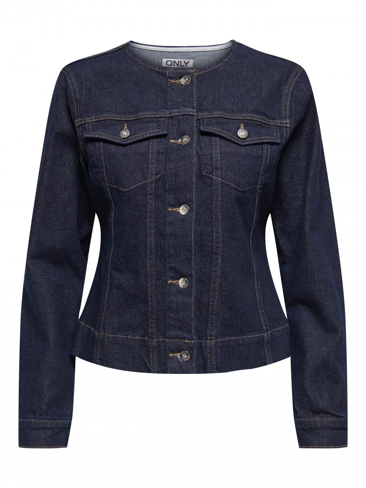 온리 클래식 라운드넥 데님 자켓 15359079_2114 BLUE / DARK BLUE DENIM - 상세 이미지 4