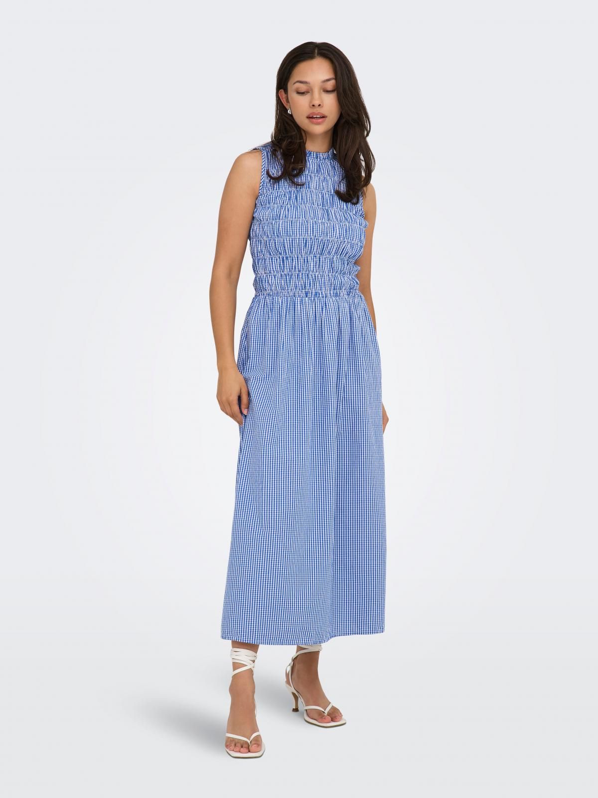 온리 체크 패턴 슬리브리스 미디 원피스 15358999_1233_1224231 BLUE / BLUE BONNET - 상세 이미지 5