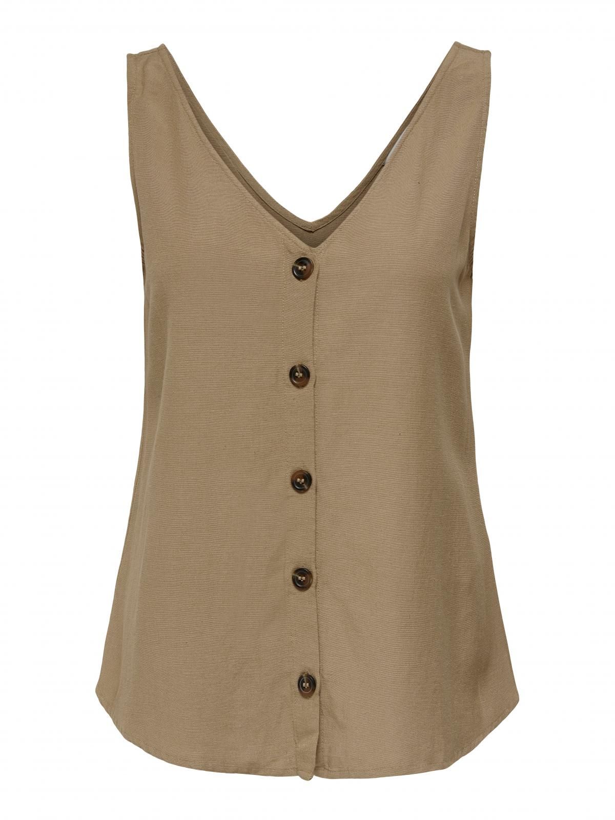 온리 미니멀 브이넥 버튼 캐미솔 탑 15269929_240 BROWN / TANNIN - 상세 이미지 3