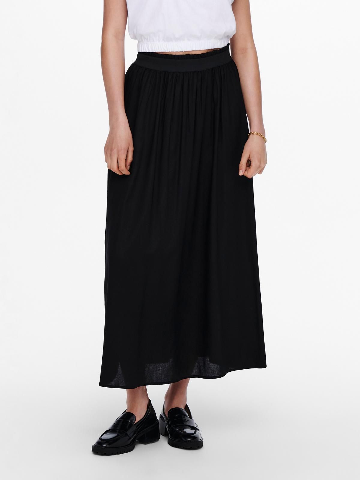 온리 플리세 롱스커트 밴딩 베이직 블랙 15164606_2161 BLACK / BLACK - 상품 이미지