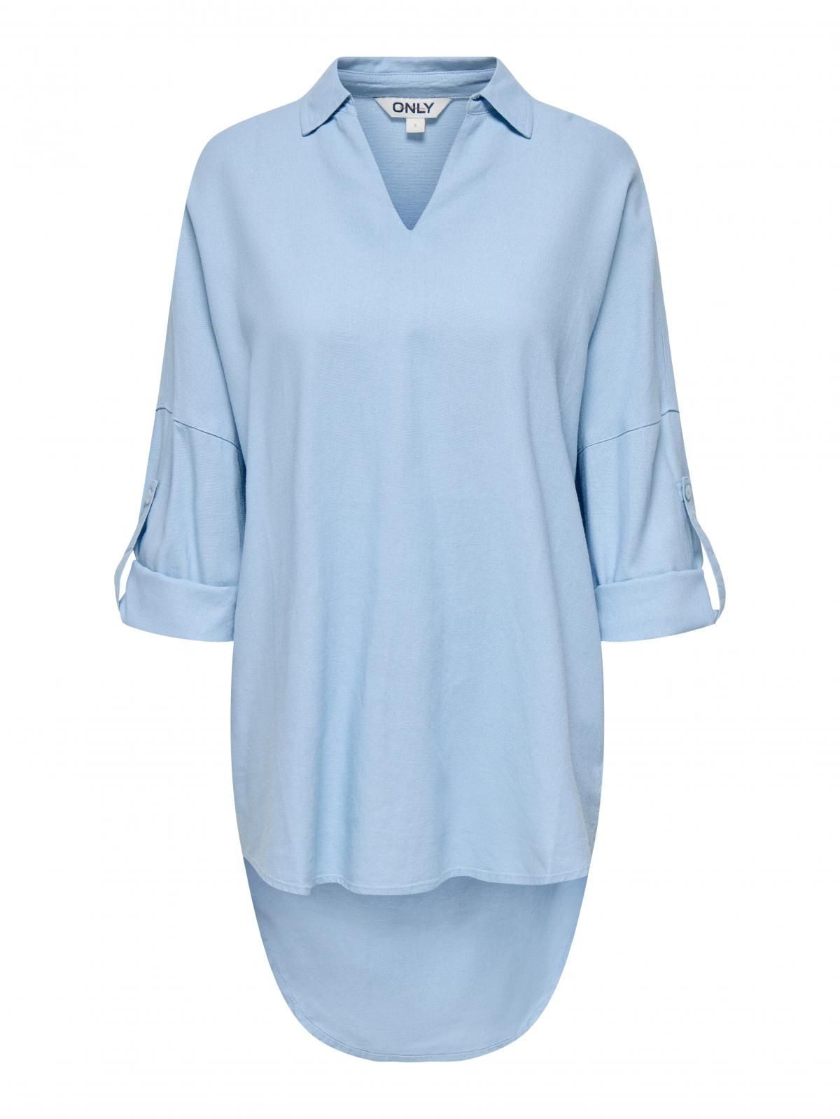 온리 리조트카라 루즈핏 7부 튜닉 블라우스 15338898_1243 BLUE / CASHMERE BLUE - 상세 이미지 4