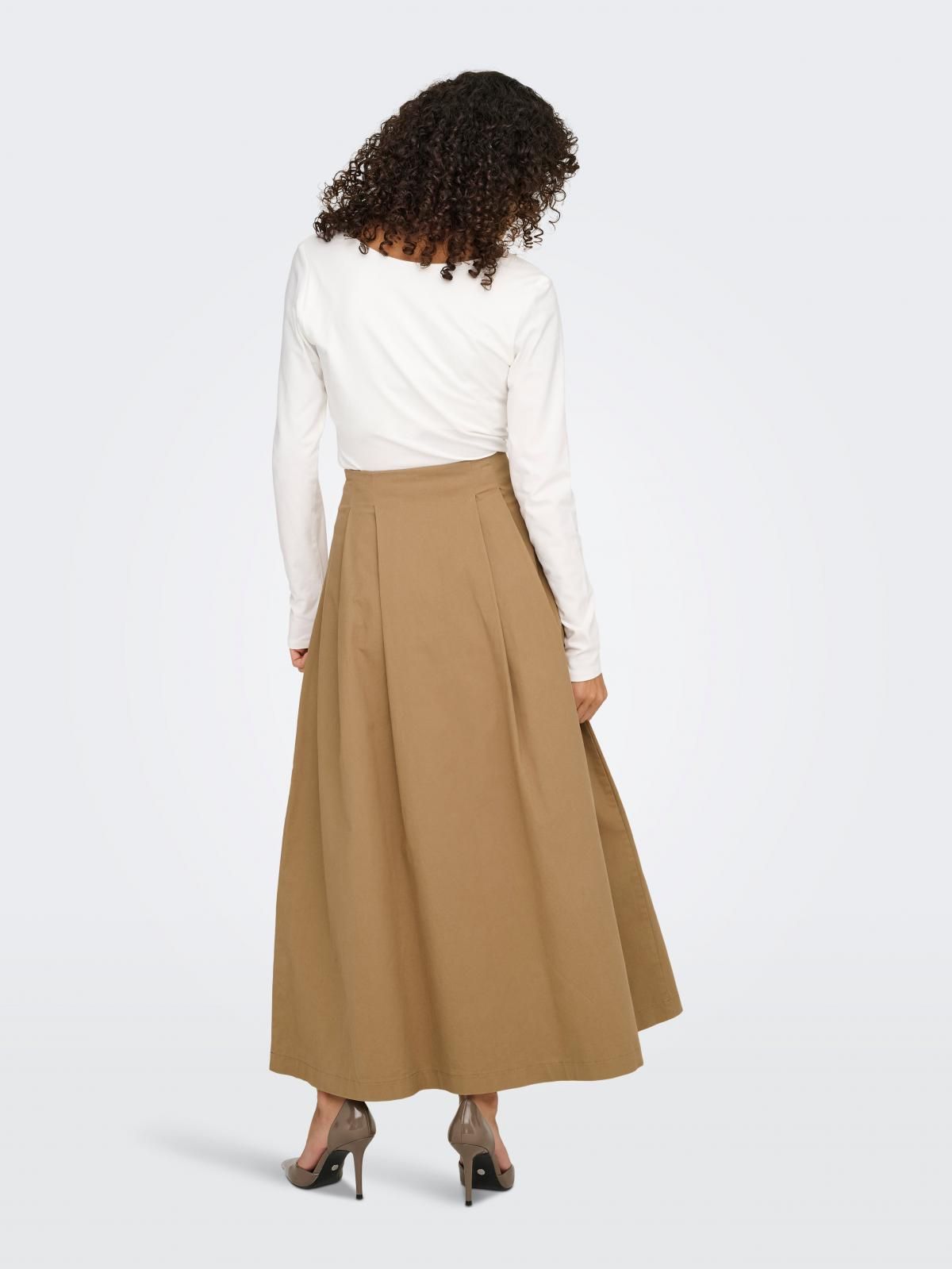 온리 하이웨이스트 플리츠 롱 스커트 15357668_1991 BROWN / TIGERS EYE - 상세 이미지 2