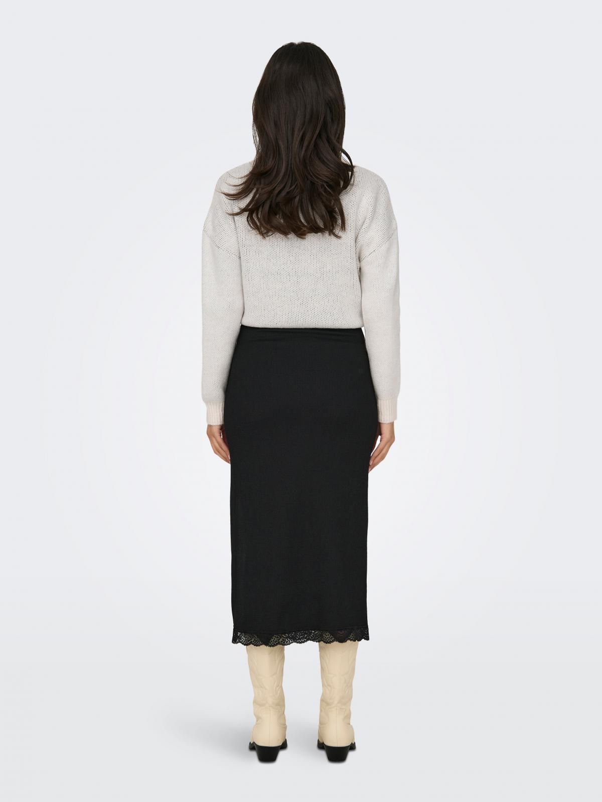온리 소프트 미디 스커트 사이드 슬릿 블랙 15327279_2161 BLACK / BLACK - 상세 이미지 2