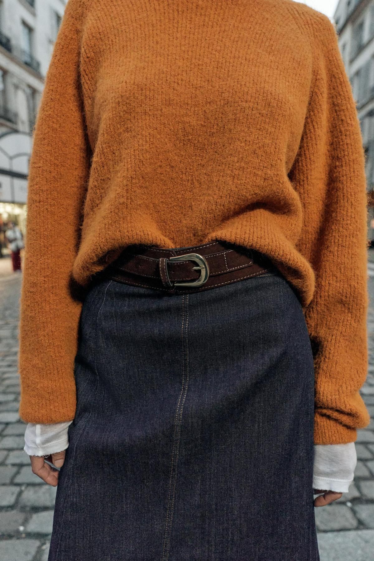 자라 데님 미디 벨트 랩 스커트 9849/576 INDIGO - 상세 이미지 5