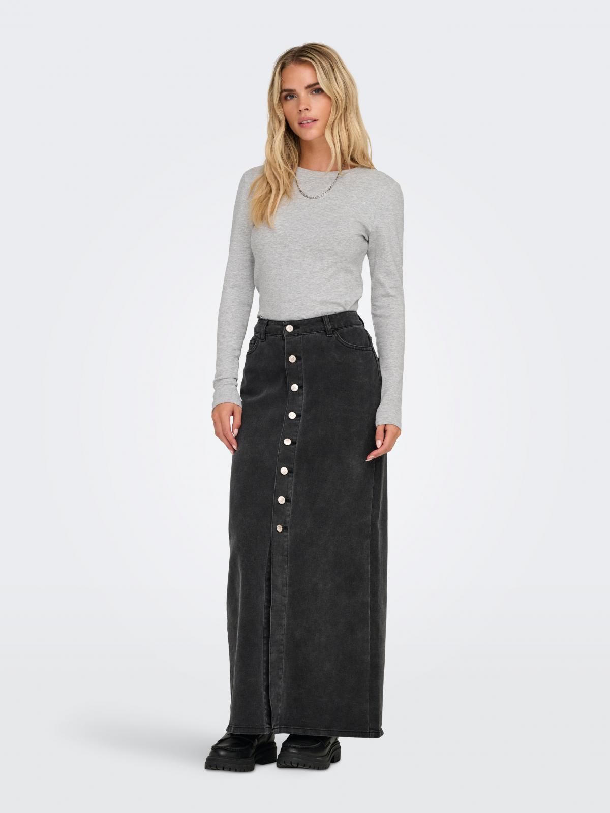 온리 베이직 그레이 슬림핏 긴팔 티셔츠 15323159_2381 GREY / LIGHT GREY MELANGE - 상세 이미지 5