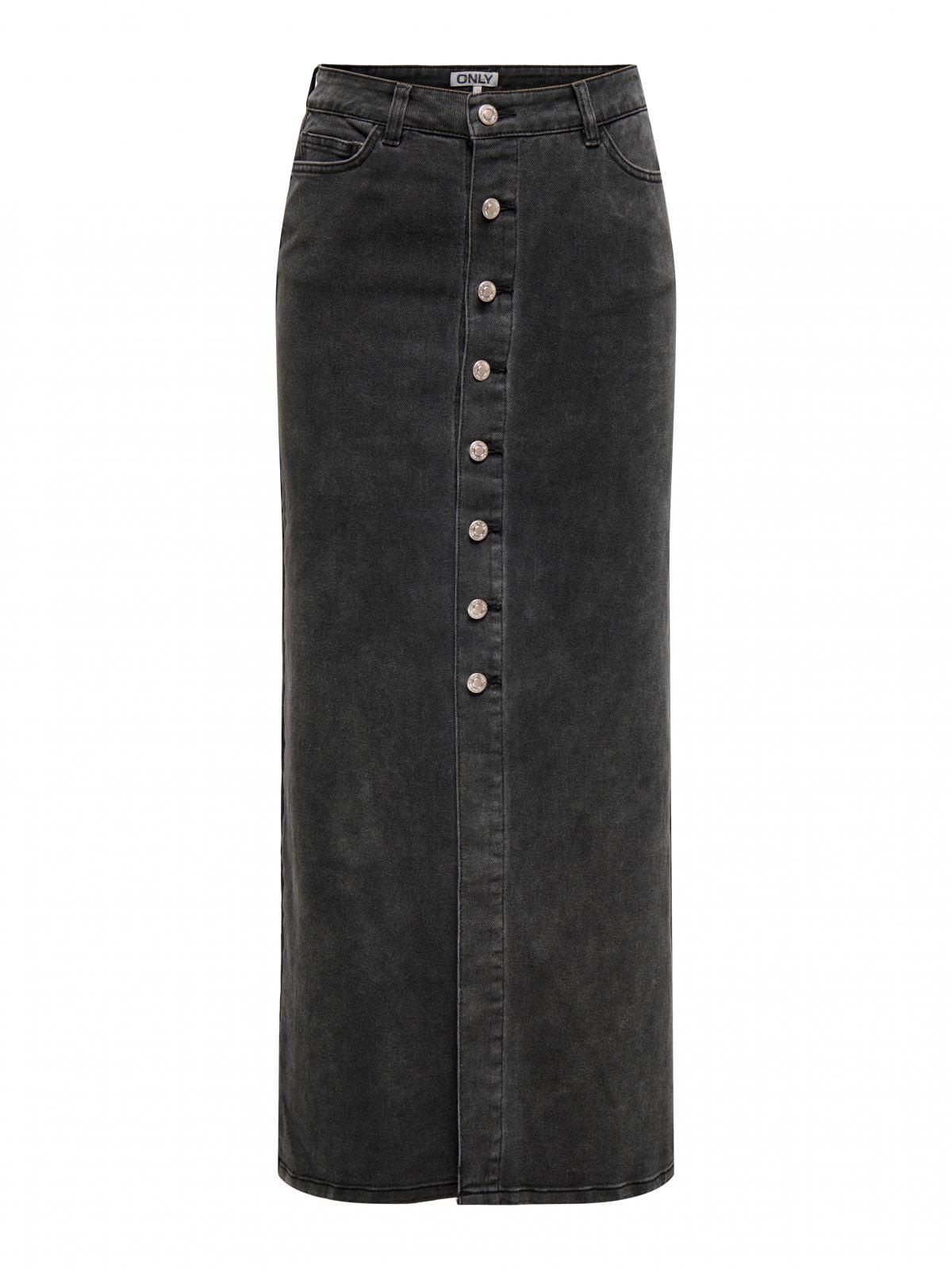 온리 테크니컬 데님 롱스커트 버튼업 15325358_8183 BLACK / WASHED BLACK - 상세 이미지 3