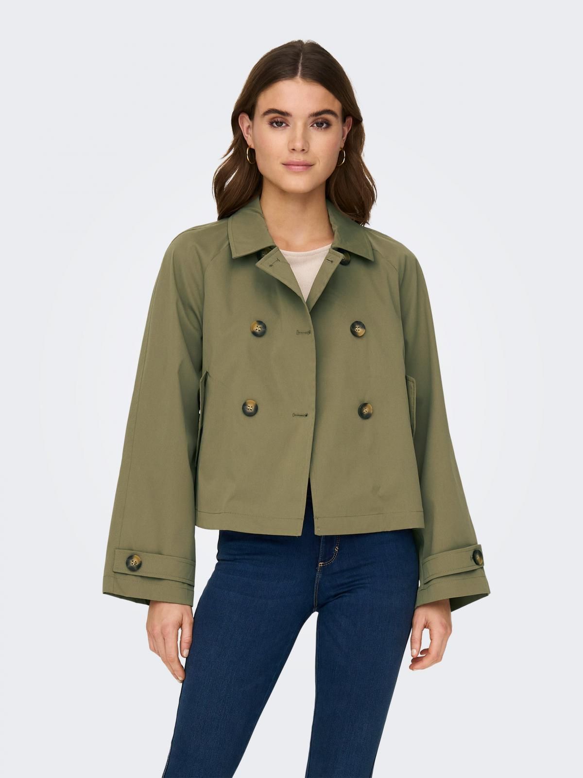 온리 테크니컬 숏 트렌치코트 더블버튼 15274982_1905 BROWN / ALOE - 상세 이미지 2