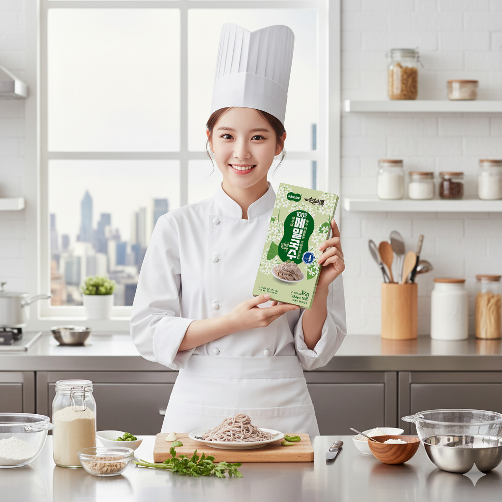 순솔 100% 메밀국수 1kg (100g x 10봉) 비건면 고단백질 소화잘되는음식 저속노화 무첨가물 막국수 소바 파스타 메밀면 - 상품 이미지