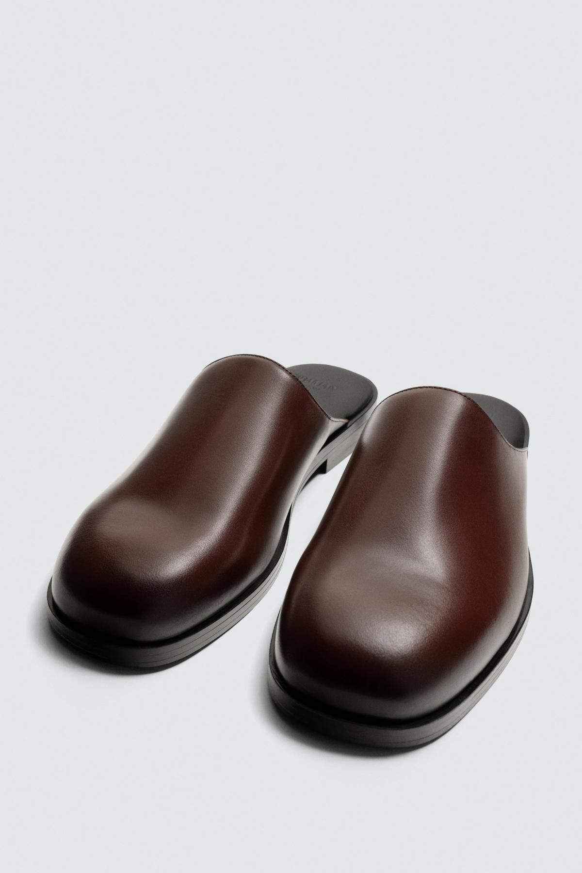 자라 클래식 레더 클로그 브라운 슬리퍼 2495/620 BROWN - 상세 이미지 5