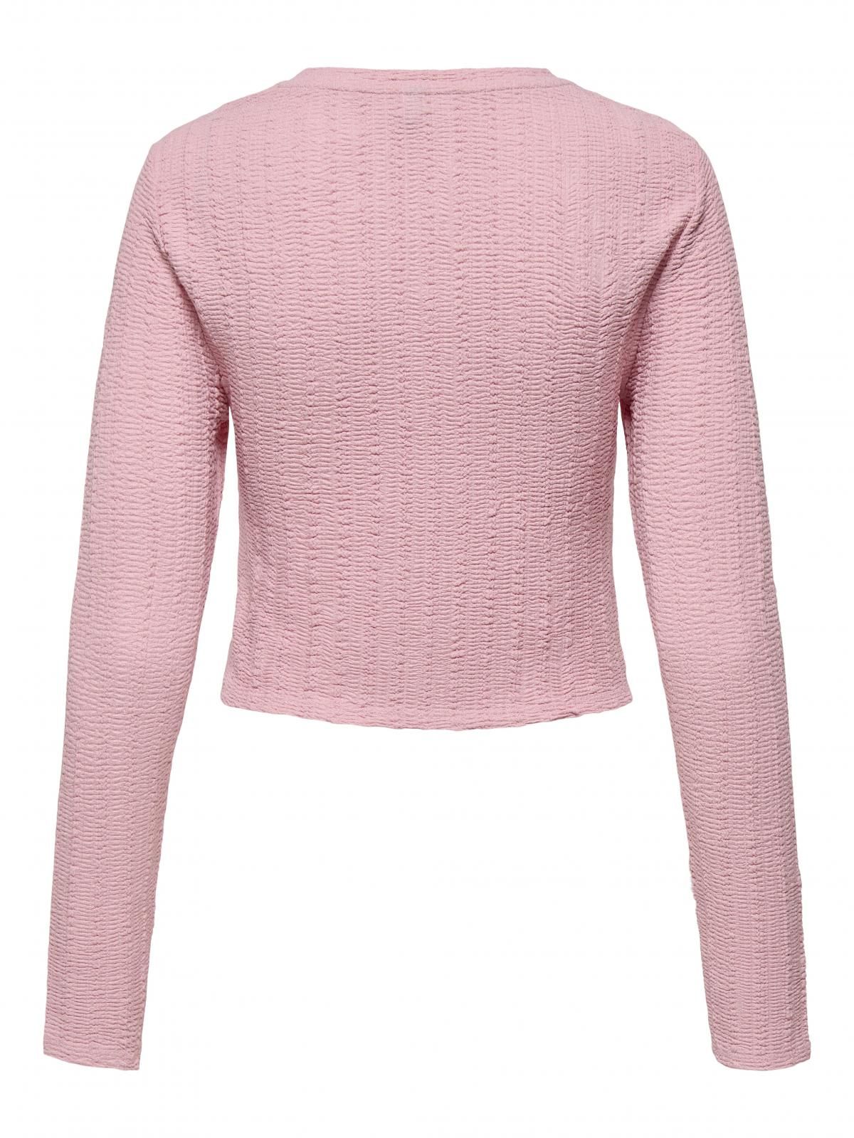 온리 크롭 라운드넥 슬림핏 긴팔 티셔츠 15332973_8263 RED / BLEACHED MAUVE - 상세 이미지 5
