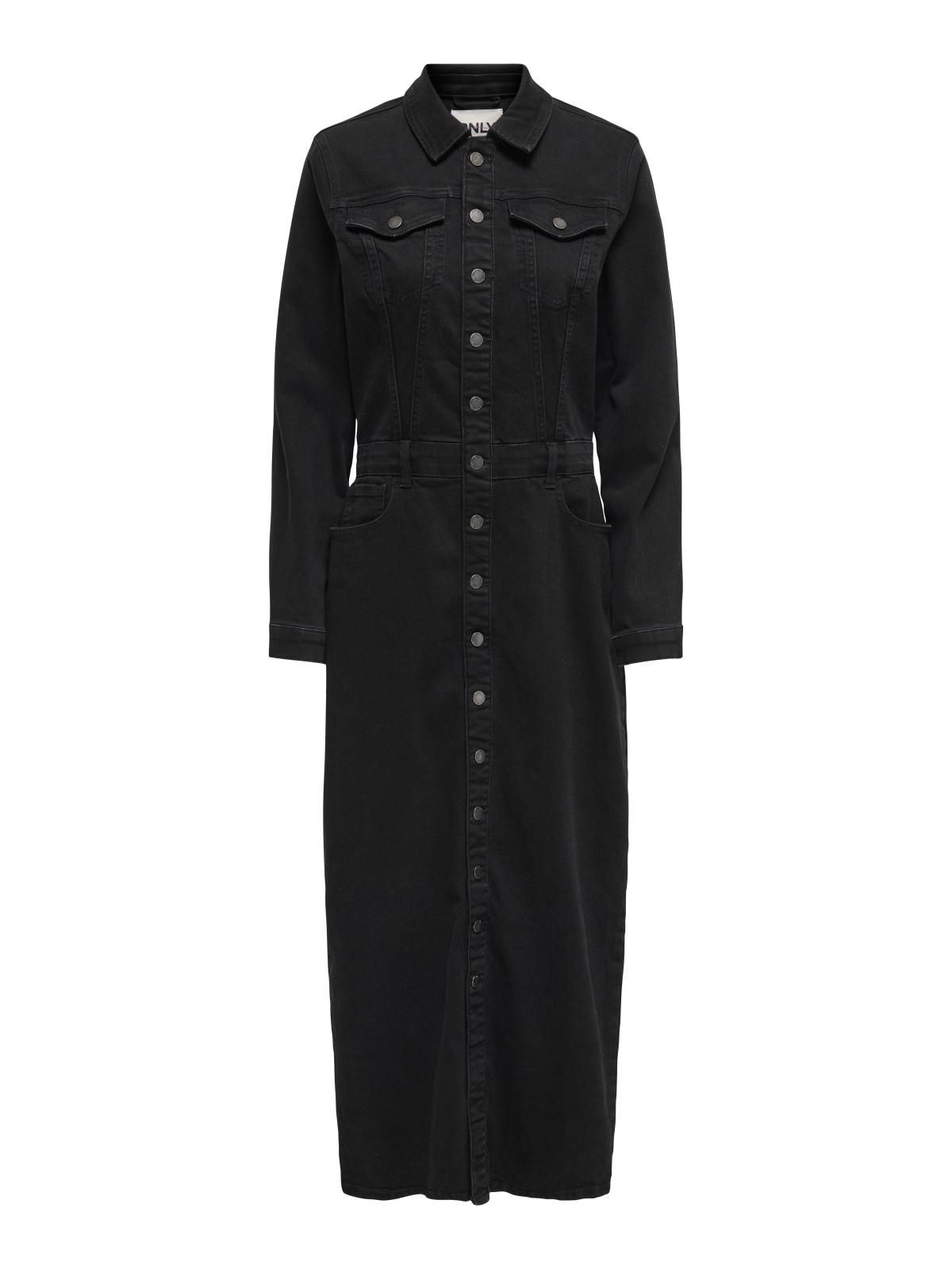 온리 버튼업 데님 롱 셔츠 원피스 15315782_8183 BLACK / WASHED BLACK - 상세 이미지 3