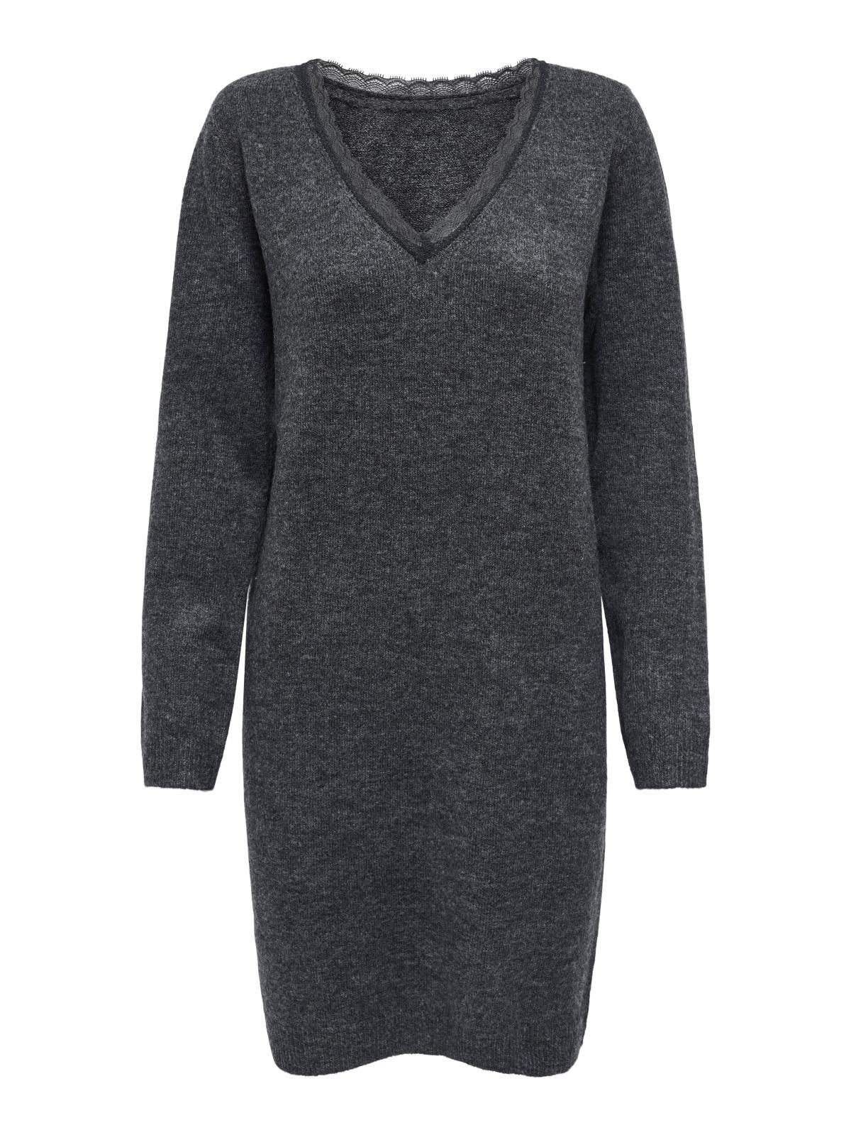 온리 테크니컬 니트 브이넥 미디 원피스 15358612_2383_1224806 GREY / DARK GREY MELANGE - 상세 이미지 3