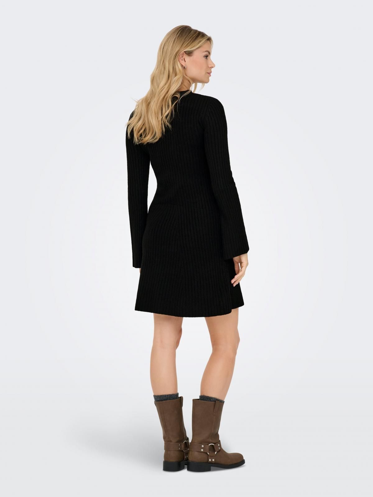 온리 베이직 라운드넥 니트 미니 원피스 15371565_2161 BLACK / BLACK - 상세 이미지 2
