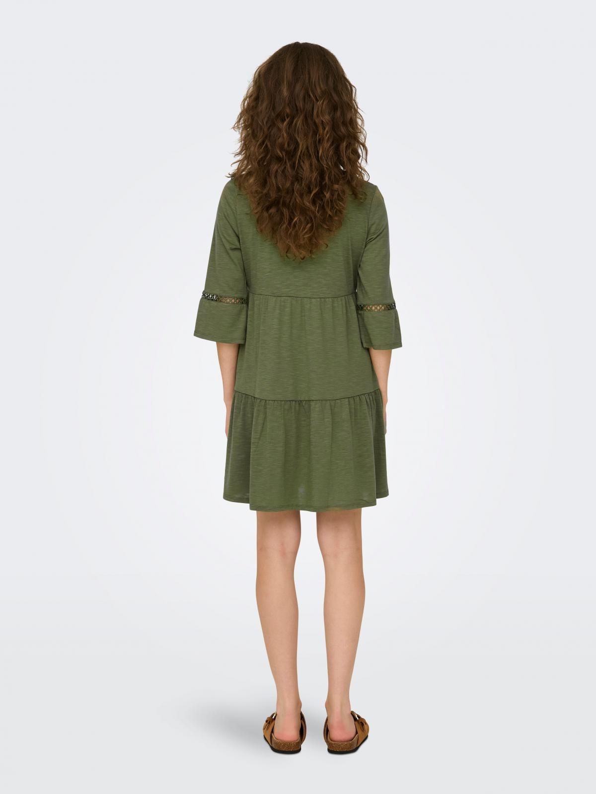 제이디와이 루즈핏 브이넥 레이스 미니 원피스 15286081_1899 BROWN / DUSKY GREEN - 상세 이미지 2