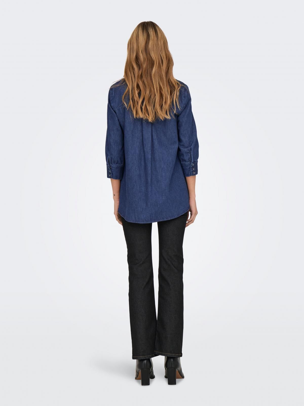 온리 데님 셔츠 벌룬소매 릴랙스핏 15232224_2114 BLUE / DARK BLUE DENIM - 상세 이미지 3