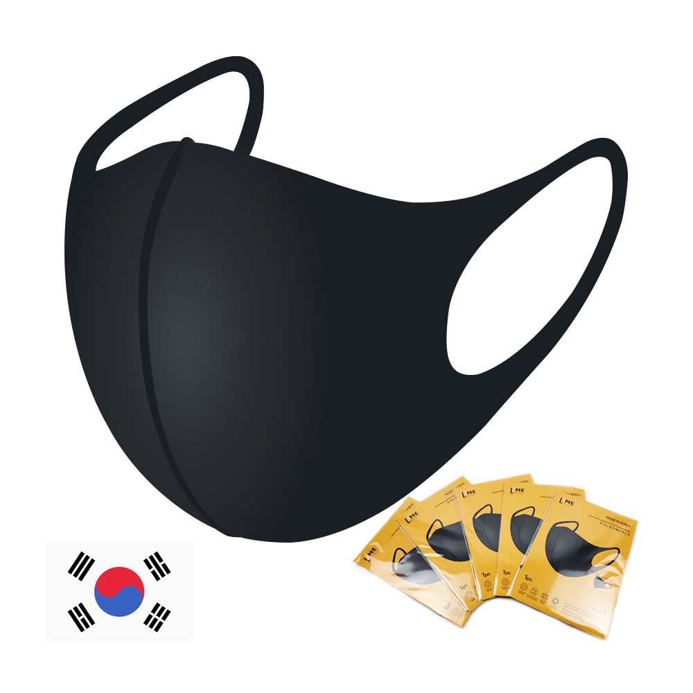 국산 빨아쓰는 숨쉬기편한 항균 패션 3D 자외선차단 검정 천 연예인 마스크 이미지 2