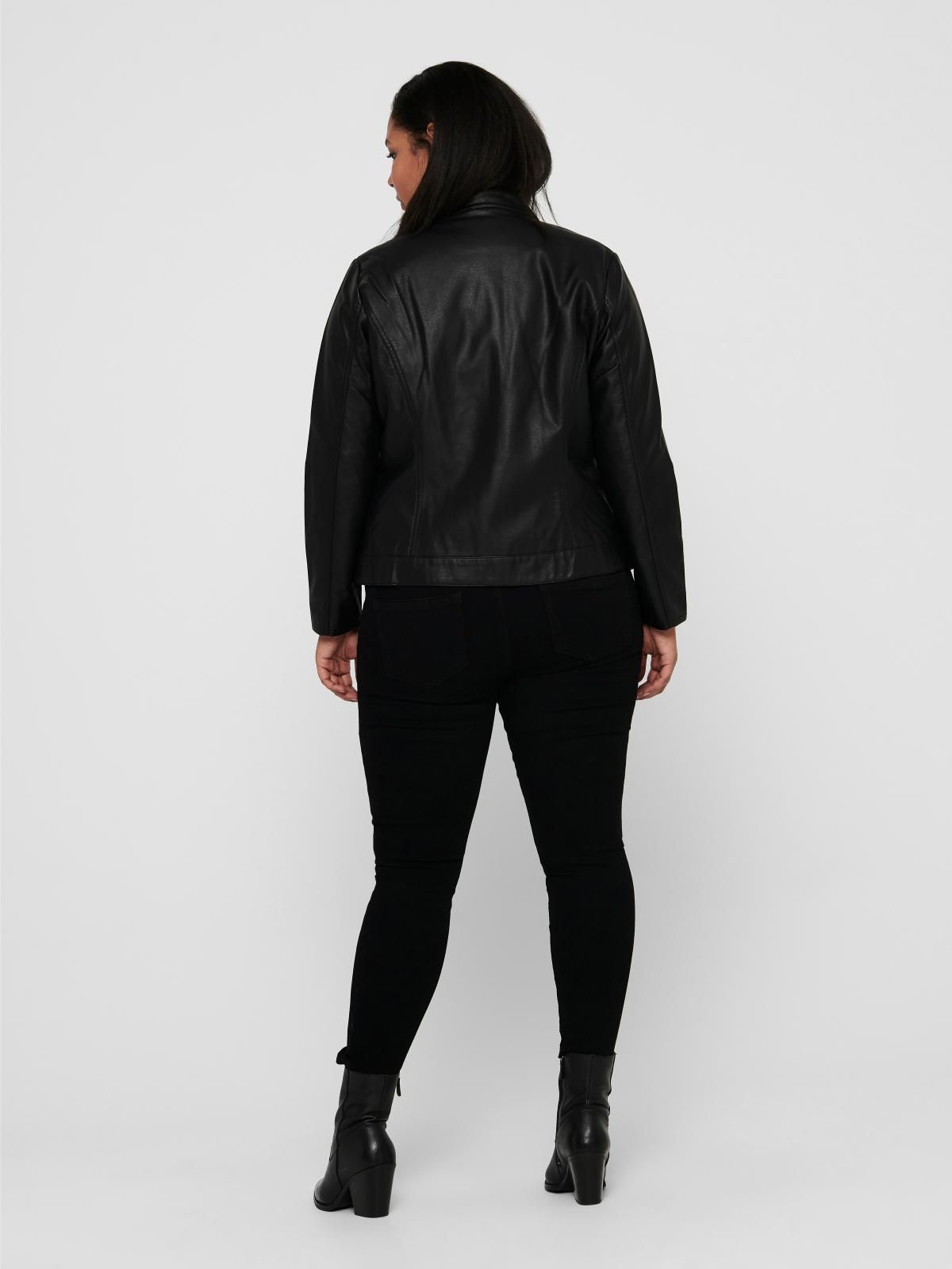 온리 빅사이즈 테크니컬 레더 자켓 하이넥 블랙 15201347_2161 BLACK / BLACK - 상세 이미지 2