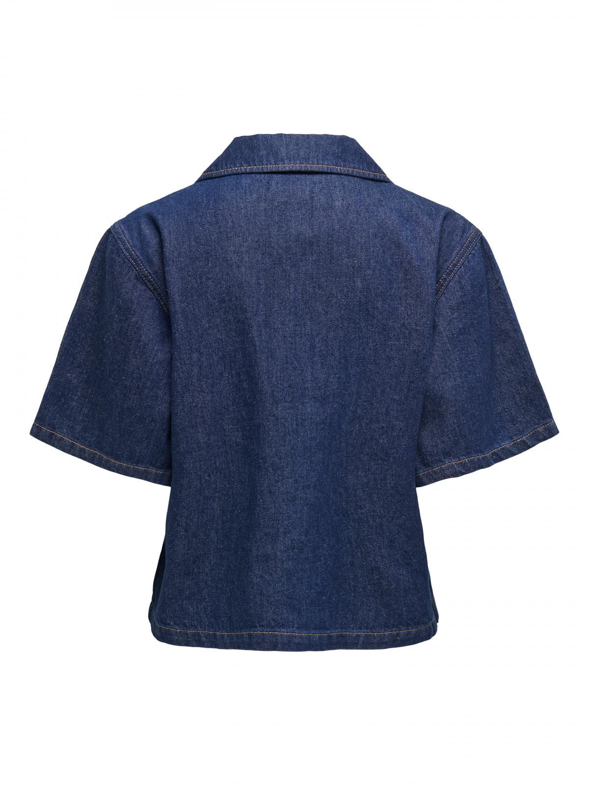 온리 데님 루즈핏 반팔 셔츠 15344418_2114_1182375 BLUE / DARK BLUE DENIM - 상세 이미지 4
