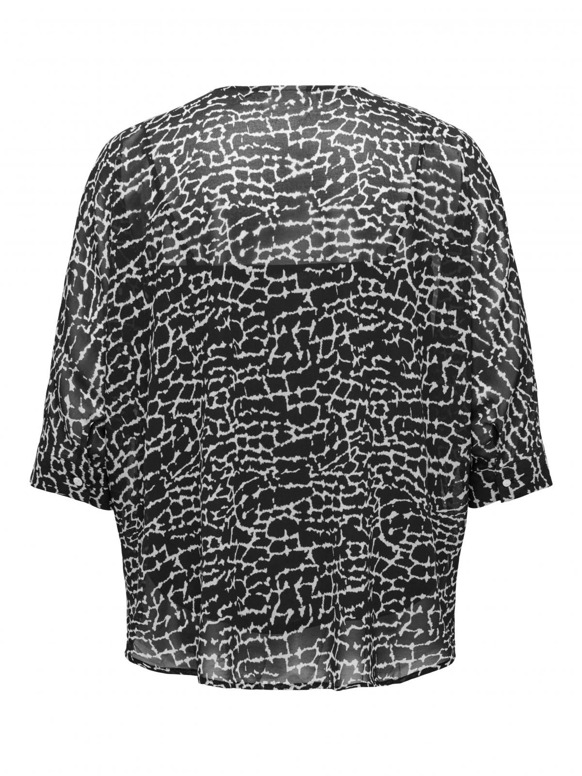 온리 빅사이즈 패턴 스플릿넥 블라우스 15354740_2161_1208008 BLACK / BLACK - 상세 이미지 4
