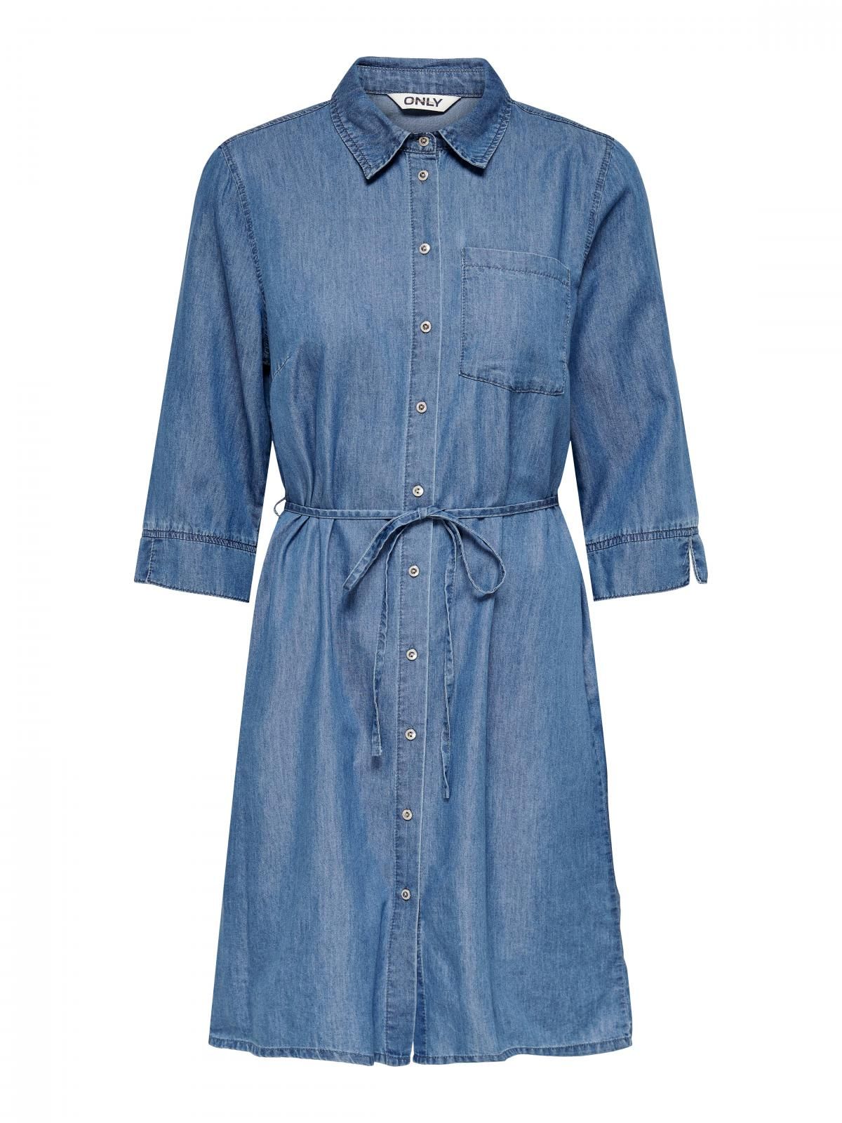온리 빅사이즈 데님 셔츠 원피스 15346025_2115 BLUE / MEDIUM BLUE DENIM - 상세 이미지 3