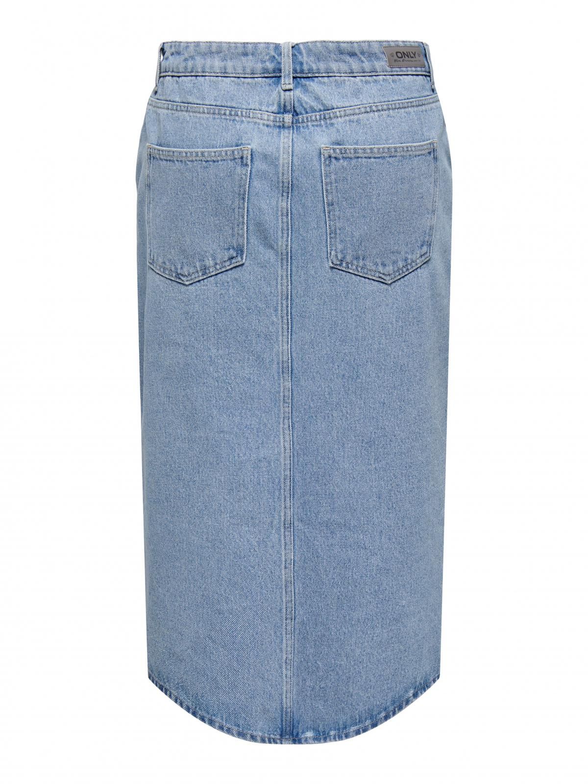 온리 데님 미디 스커트 프론트슬릿 캐주얼 15319268_2116 BLUE / LIGHT BLUE DENIM - 상세 이미지 4
