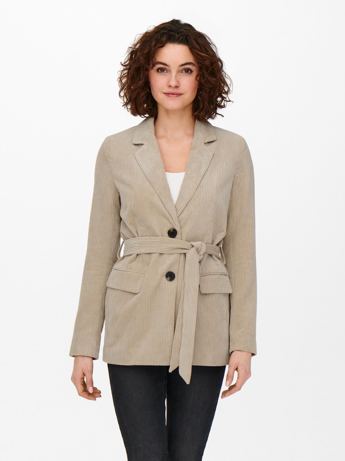 온리 테크니컬 코듀로이 벨티드 숏코트 15245793_1959 WHITE / HUMUS - 상품 이미지