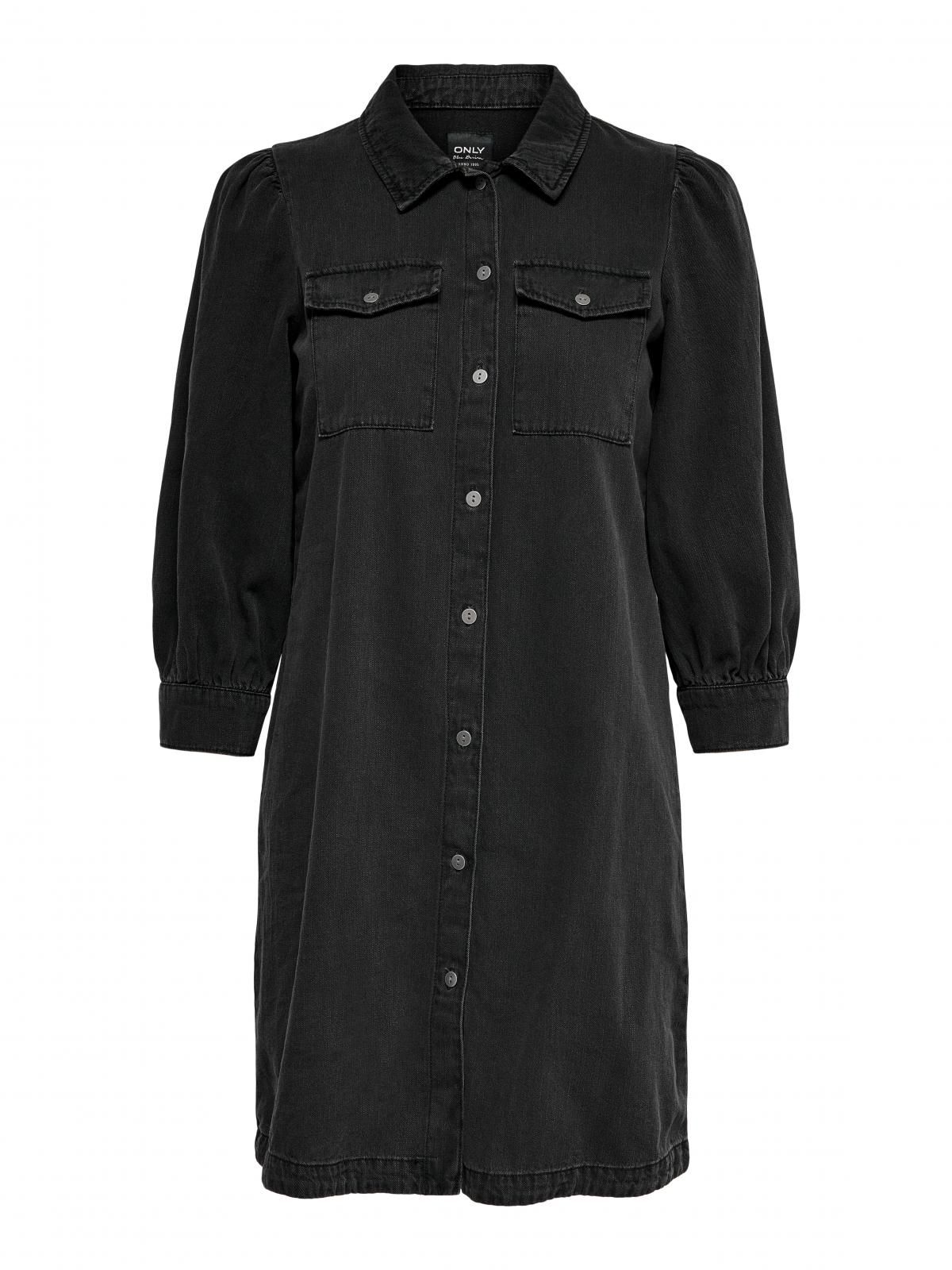 온리 데님 테크니컬 미니 셔츠 원피스 블랙 15227104_8183 BLACK / WASHED BLACK - 상세 이미지 4