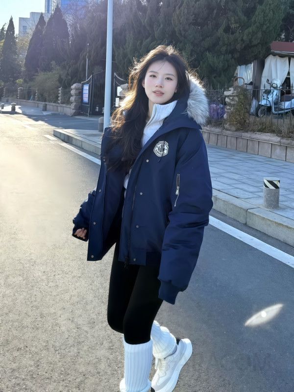 여성 오버핏 퍼후드 숏패딩 루즈핏 방한 점퍼 따뜻한 데일리 아우터 겨울 - 상세 이미지 2