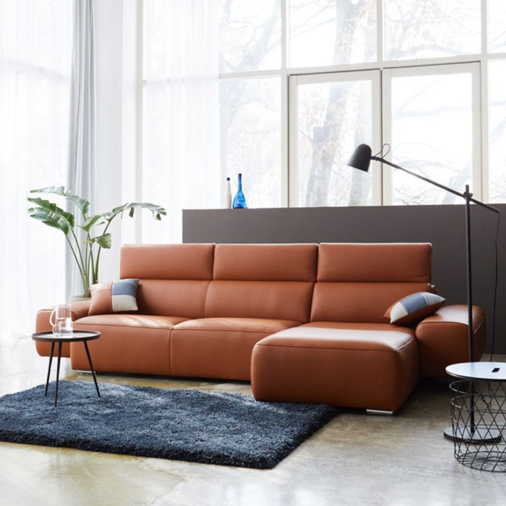 까사홈 레온 이태리 천연 통가죽 카우치 4인소파(3+1)