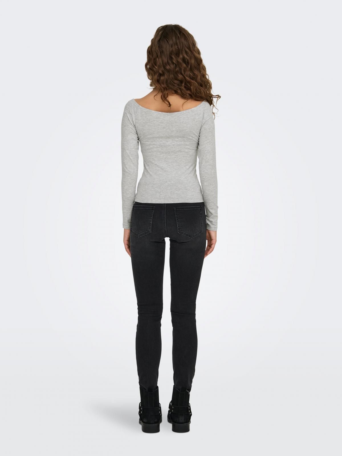 온리 베이직 오프숄더 슬림핏 긴팔 티셔츠 15348137_2381 GREY / LIGHT GREY MELANGE - 상세 이미지 2