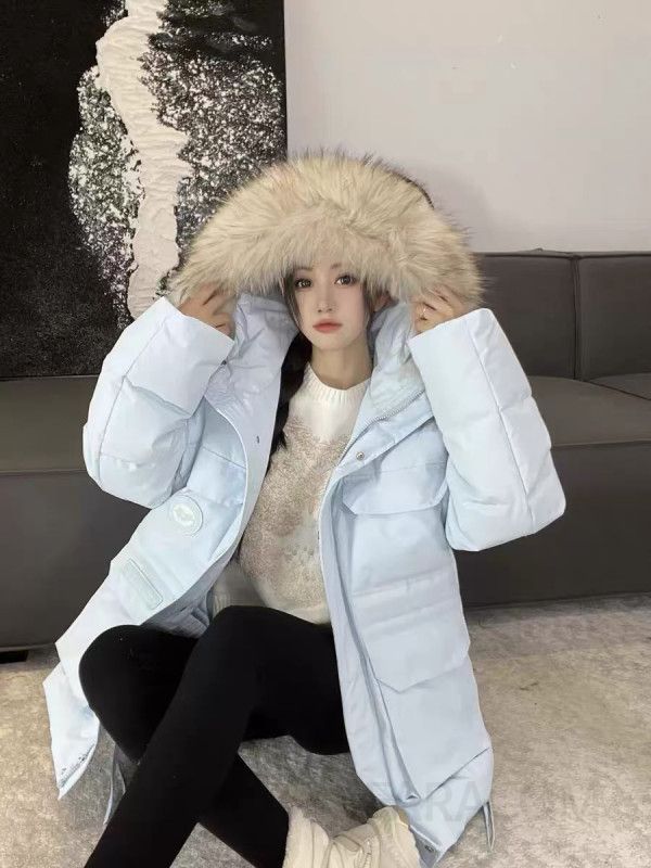 여성 루즈핏 후드 퍼트리밍 숏패딩 점퍼 겨울 오버핏 따뜻한 캐주얼 데일리 아우터 - 상세 이미지 3