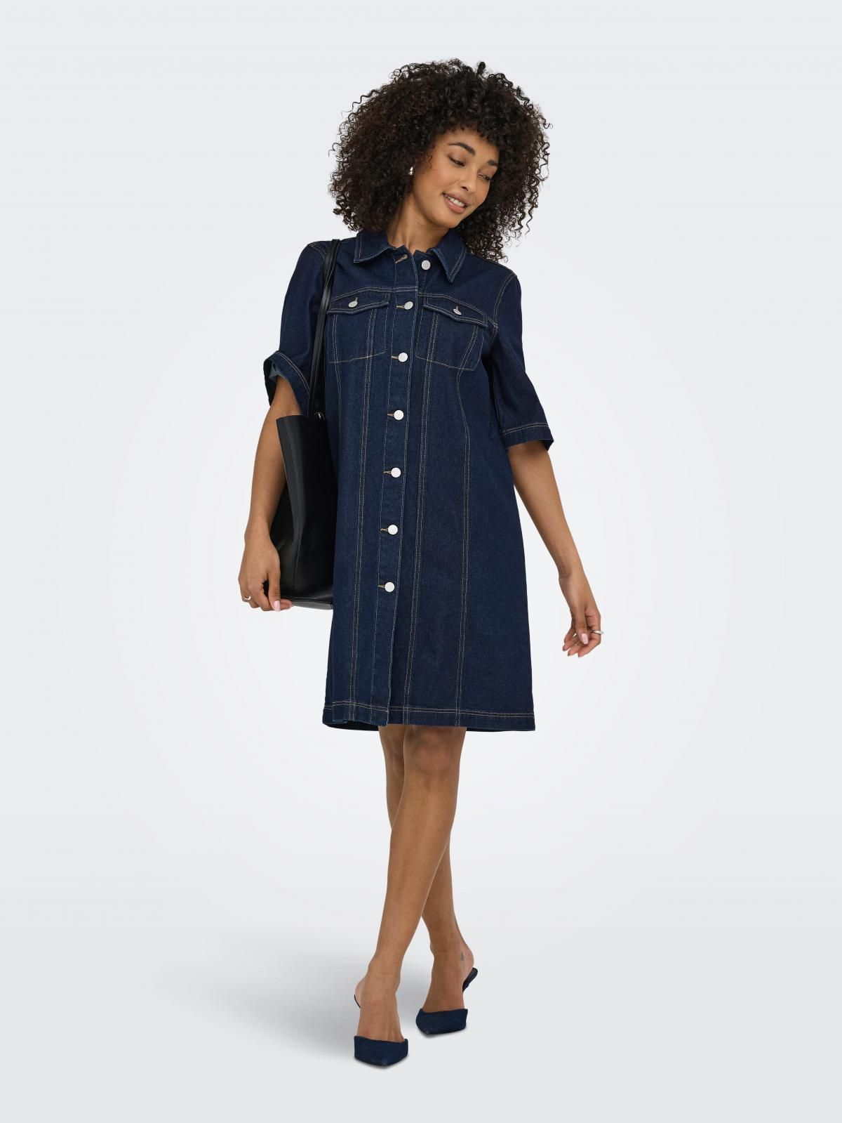 제이디와이 데님 미디 셔츠 원피스 15360639_2114 BLUE / DARK BLUE DENIM - 상품 이미지