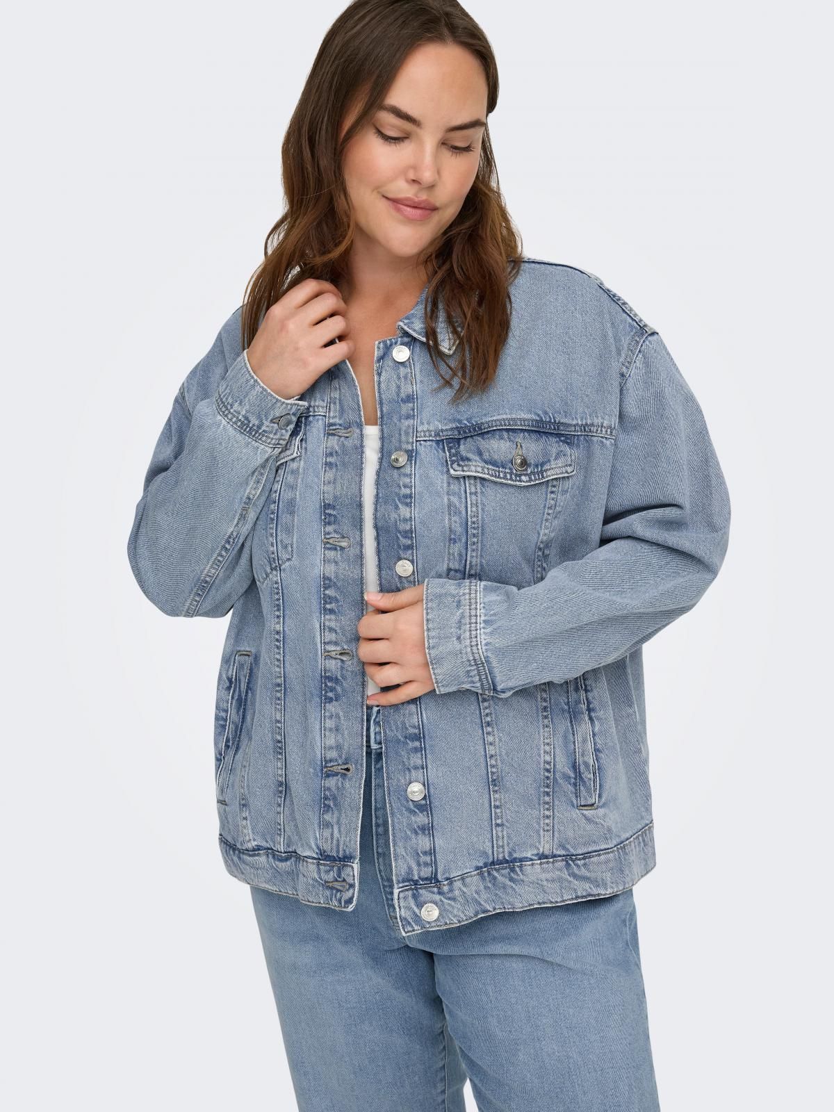 온리 오버핏 데님 테크니컬 재킷 15349873_2116 BLUE / LIGHT BLUE DENIM - 상품 이미지