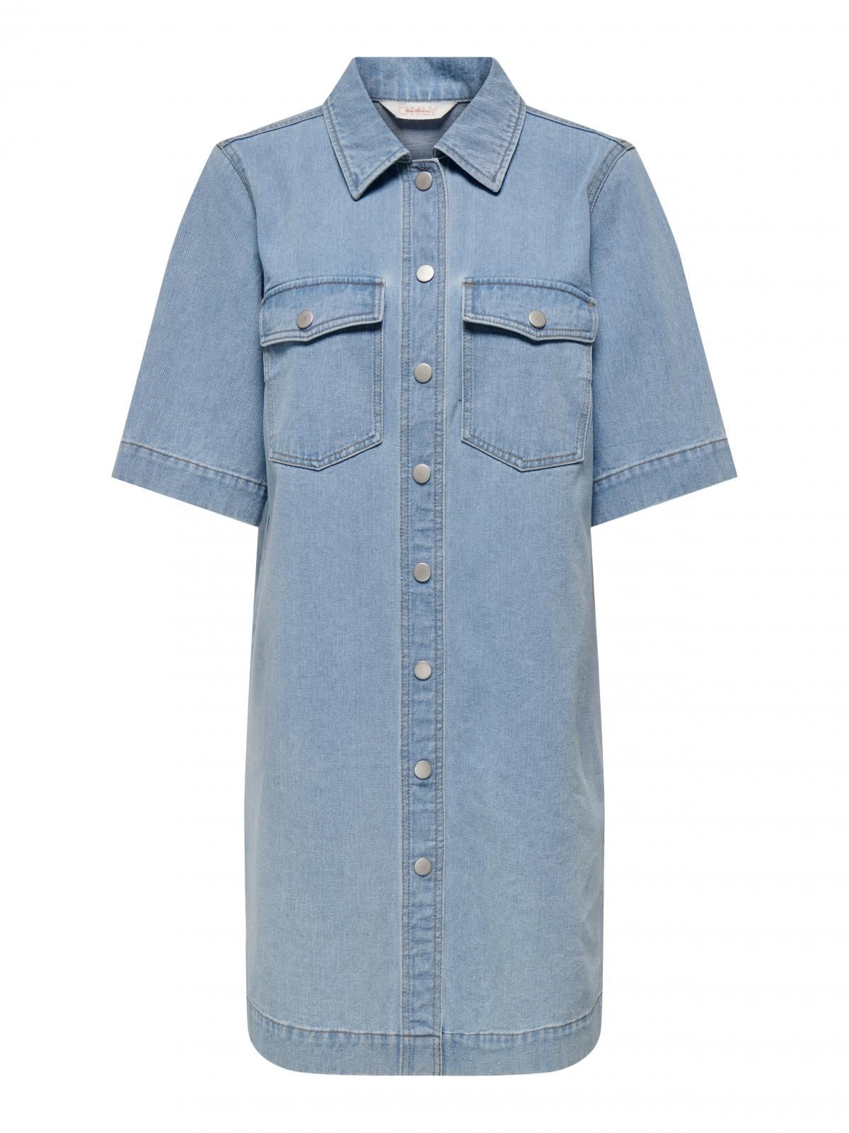온리 데님 미니 셔츠원피스 반팔 캐주얼 15324384_2116 BLUE / LIGHT BLUE DENIM - 상세 이미지 3