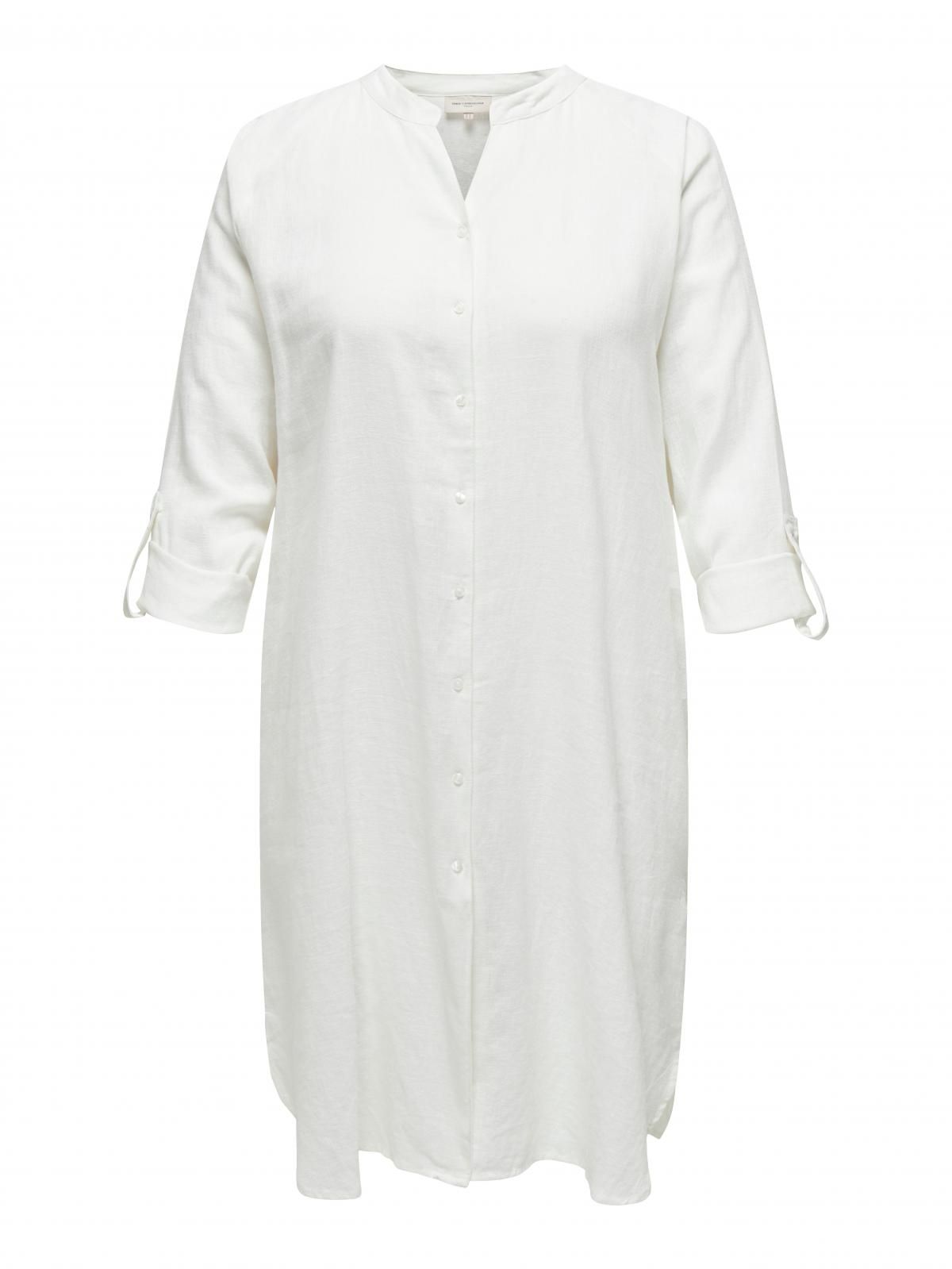 온리 빅사이즈 미디 셔츠 원피스 버튼 비스코스 15323378_5 WHITE / BRIGHT WHITE - 상세 이미지 3