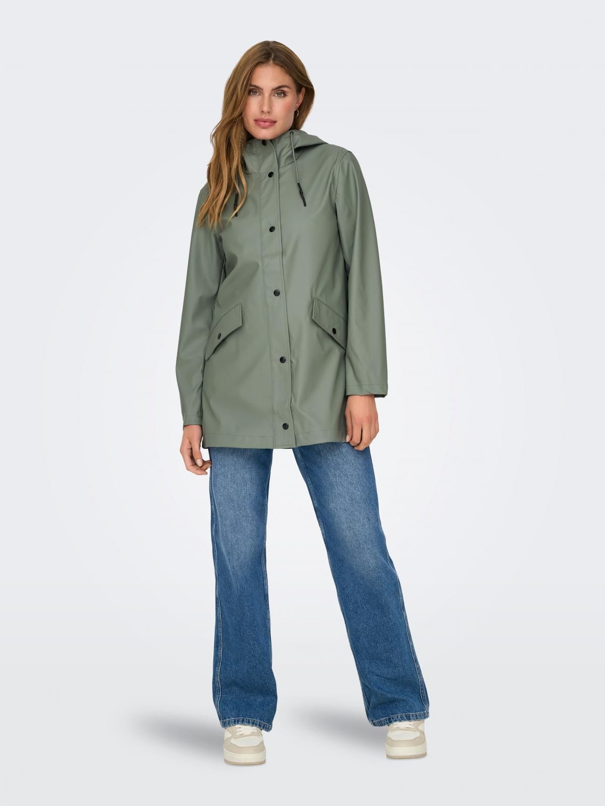 온리 테크니컬 방수 후드 레인코트 15261734_2040 GREEN / AGAVE GREEN - 상세 이미지 5