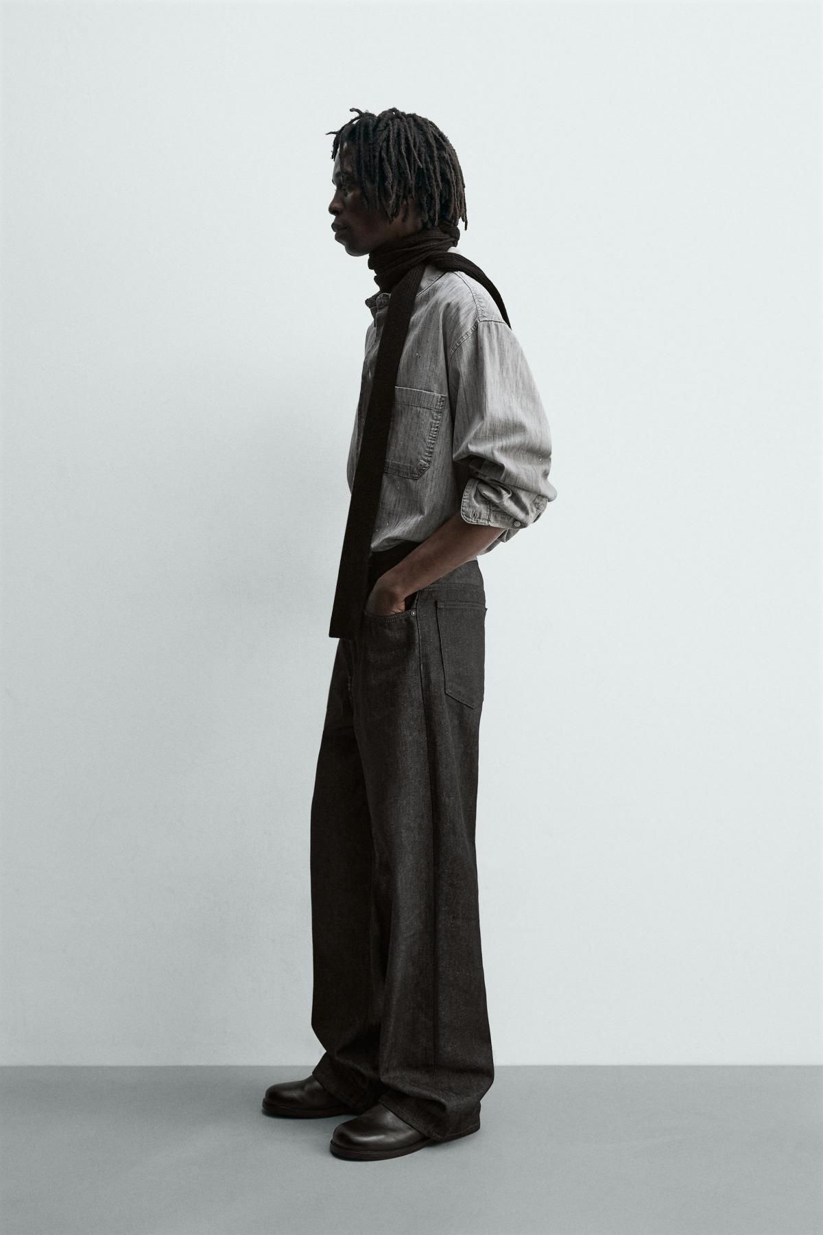 자라 스플래시 워시 데님 긴팔 셔츠 7545/383 ANTHRACITE GREY - 상세 이미지 5