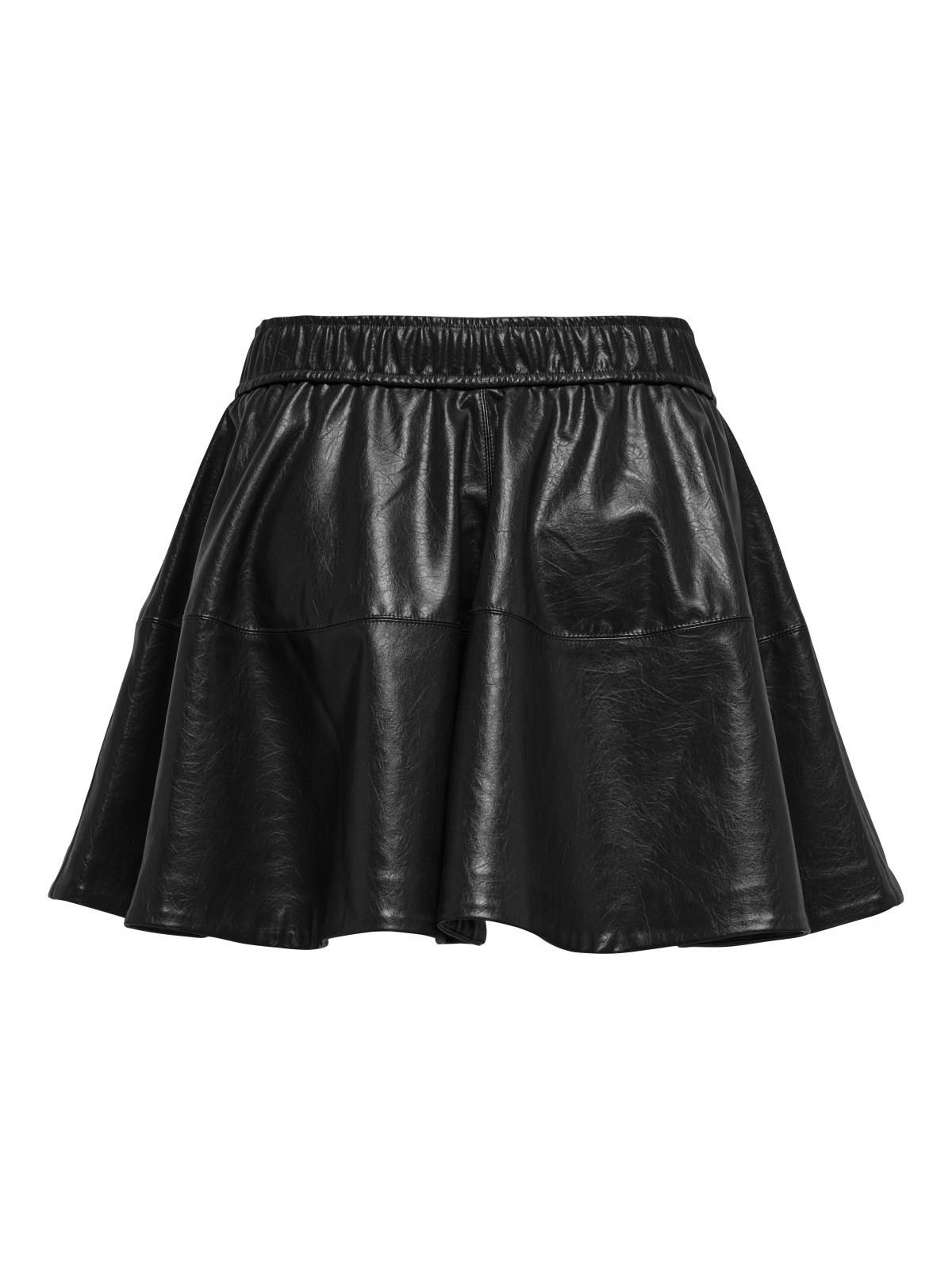 온리 테크니컬 하이웨이스트 미니 레더 스커트 15355512_2161 BLACK / BLACK - 상세 이미지 4
