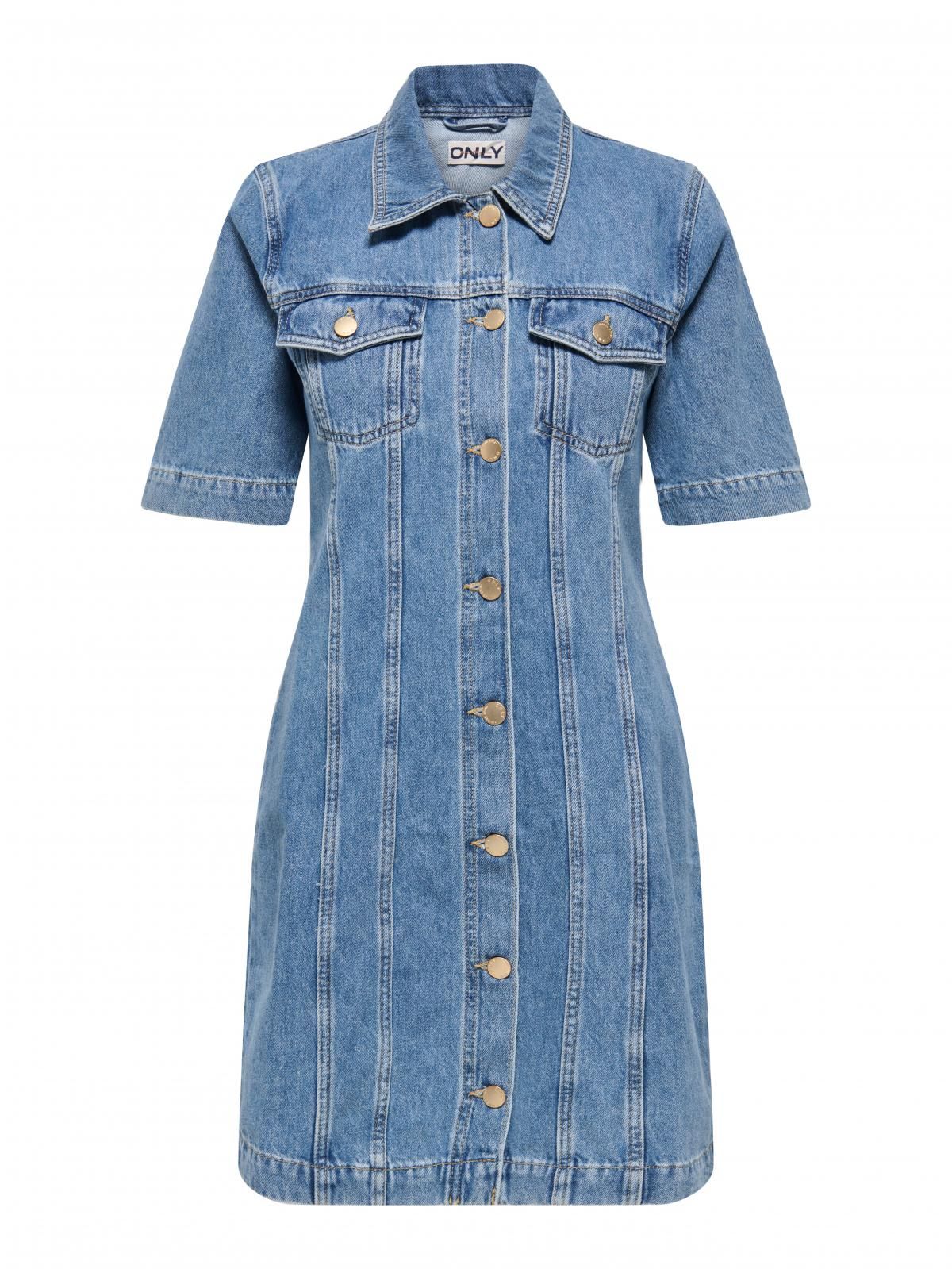 온리 데님 미니 원피스 셔츠카라 15359077_2115 BLUE / MEDIUM BLUE DENIM - 상세 이미지 4