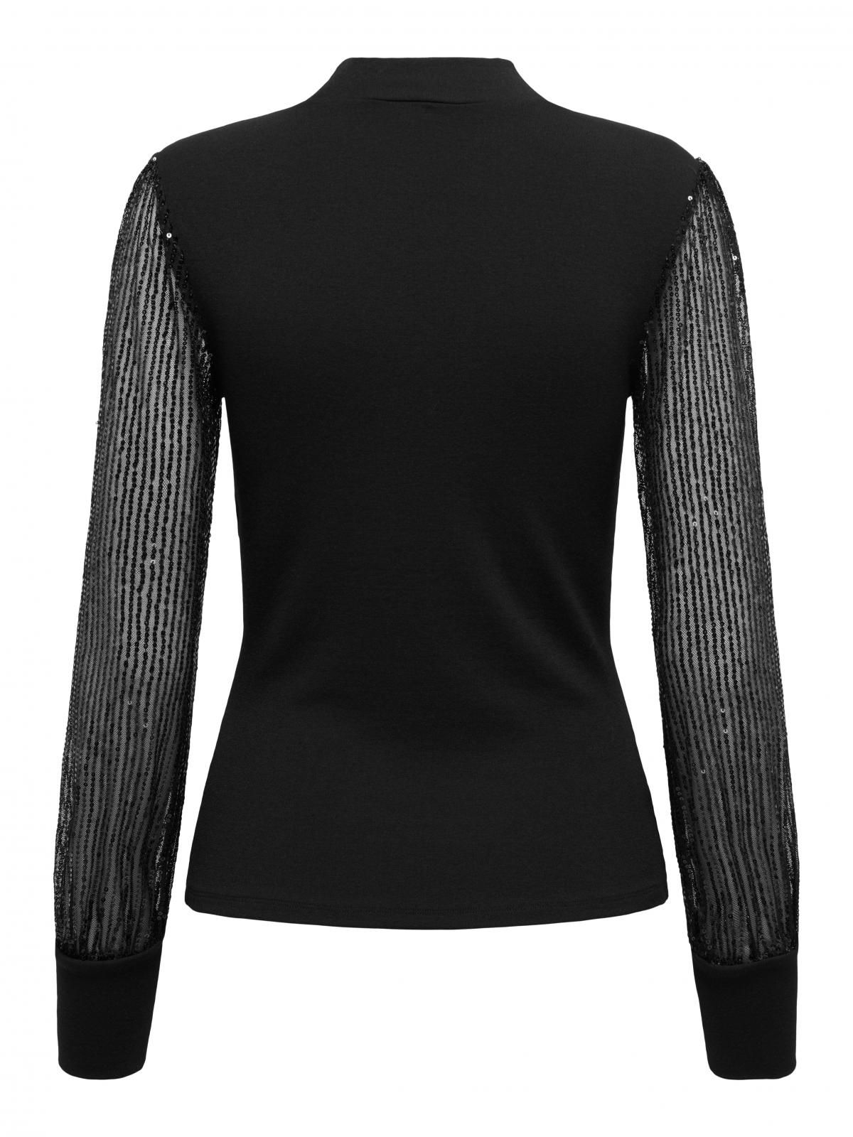 제이디와이 시퀸 시스루 하이넥 긴팔 블라우스 15370111_2161 BLACK / BLACK - 상세 이미지 4