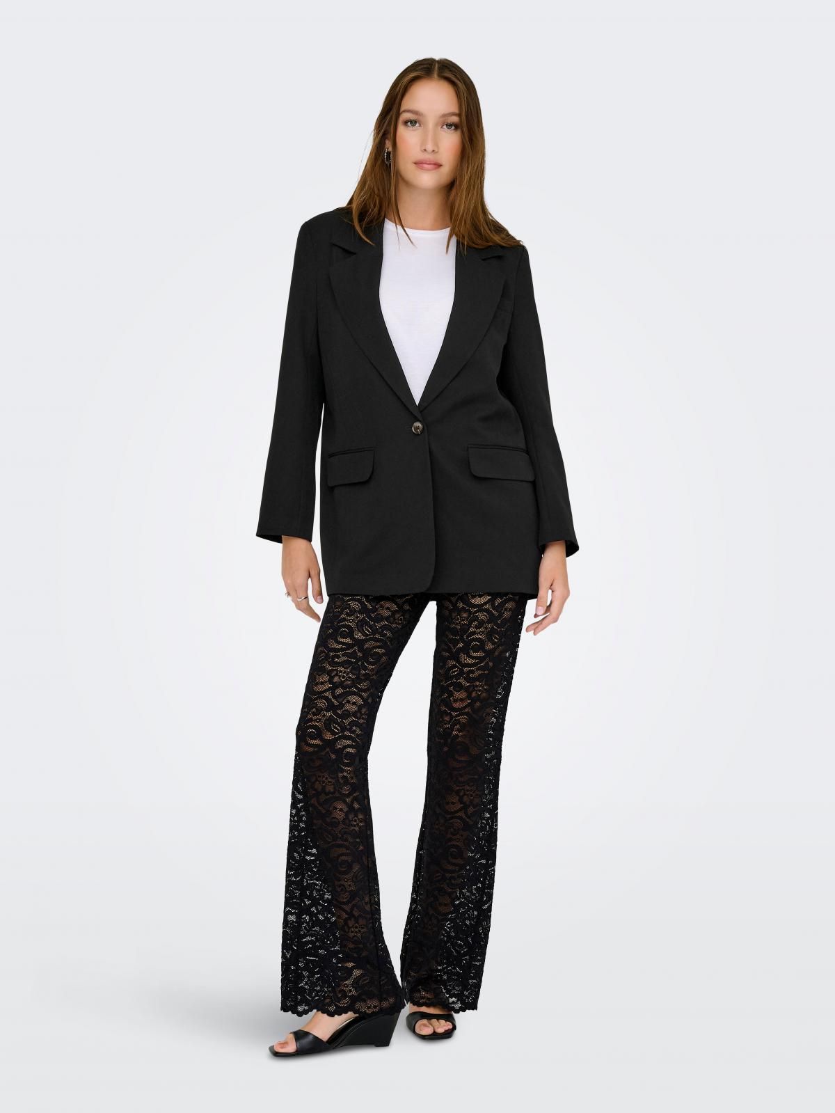 온리 오버핏 테일러드 블랙 블레이저 15318088_2161 BLACK / BLACK - 상세 이미지 5