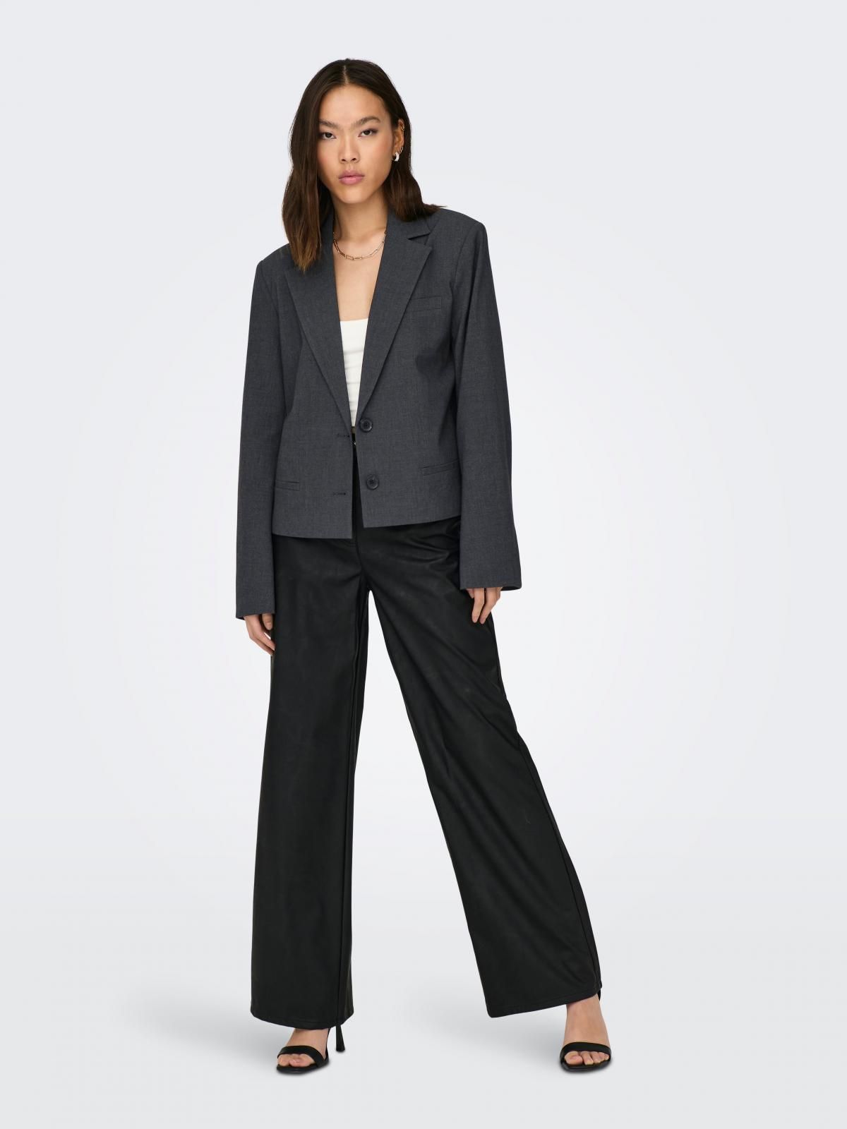 온리 크롭 테일러드 블레이저 15298708_2383 GREY / DARK GREY MELANGE - 상세 이미지 5