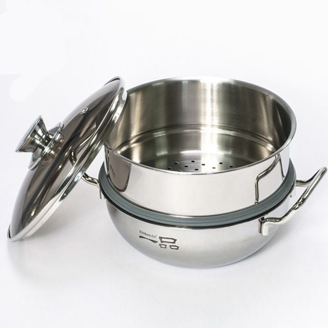 키친아트 찜냄비 찜솥 IH 스텐 찜통 찜기 2단 20cm - 상품 이미지