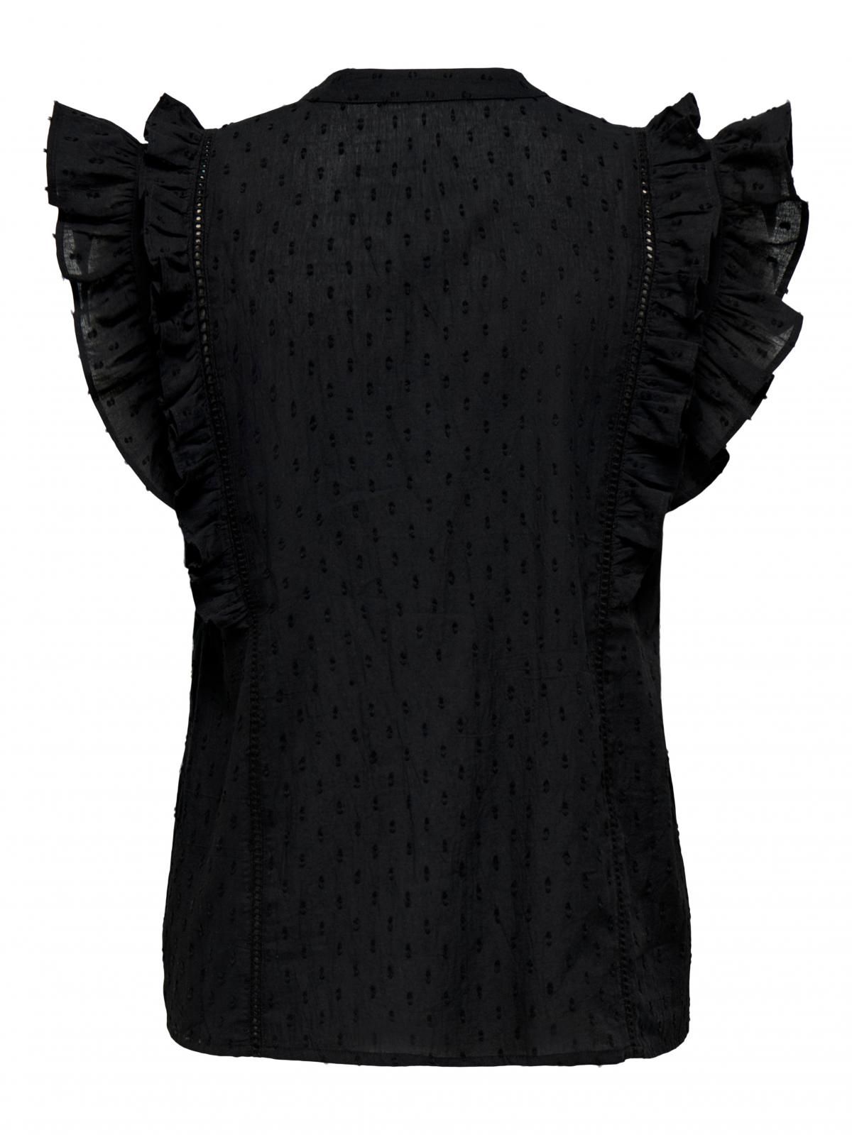 온리 러플 브이넥 민소매 블라우스 15365888_2161 BLACK / BLACK - 상세 이미지 4