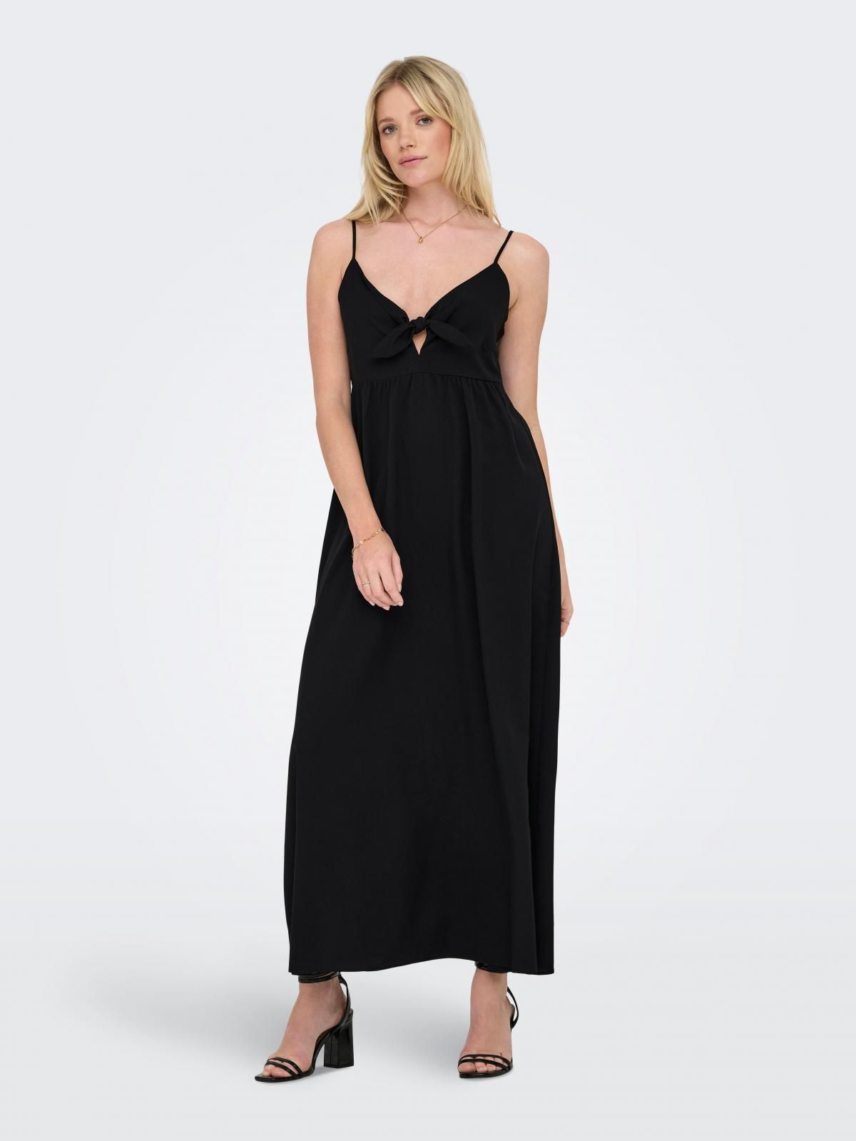 온리 트렌디 브이넥 슬리브리스 롱 원피스 15352895_2161 BLACK / BLACK - 상품 이미지