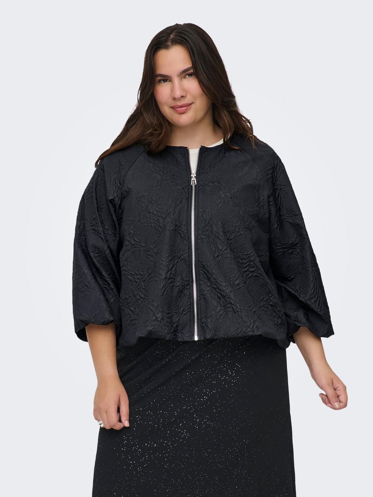 온리 빅사이즈 테크니컬 베이스볼 집업 재킷 15356972_2161 BLACK / BLACK - 상품 이미지